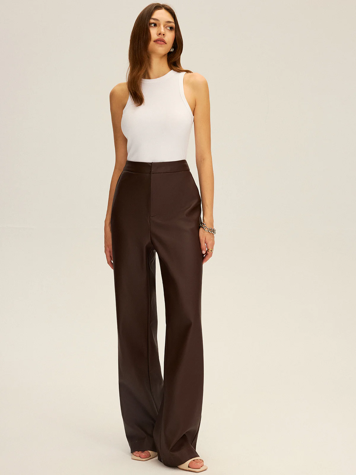 PU Leather Straight Leg Pants - Wholesalesil