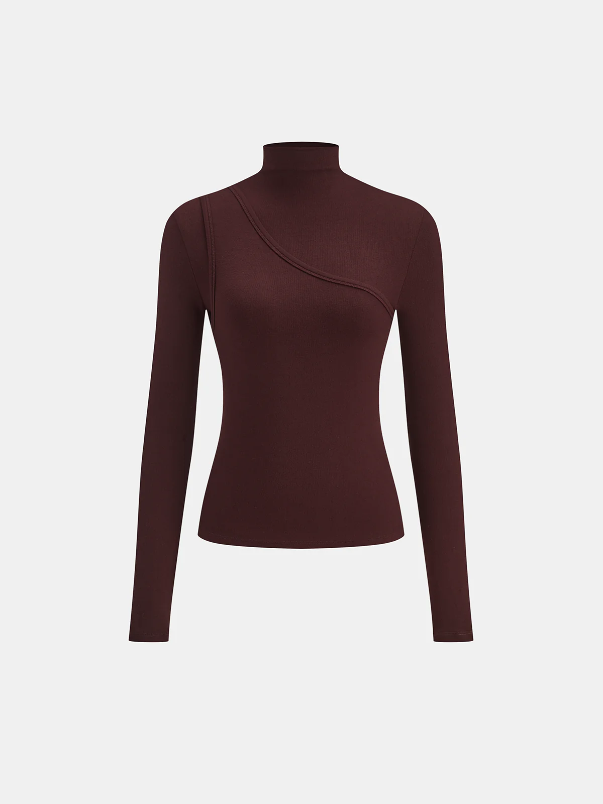 Seam Detail Mock Neck Long-Sleeve T-Shirt - Wholesalesil