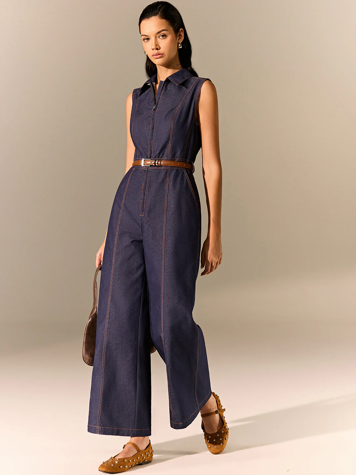 Denim Zipper Jumpsuit - Wholesalesil