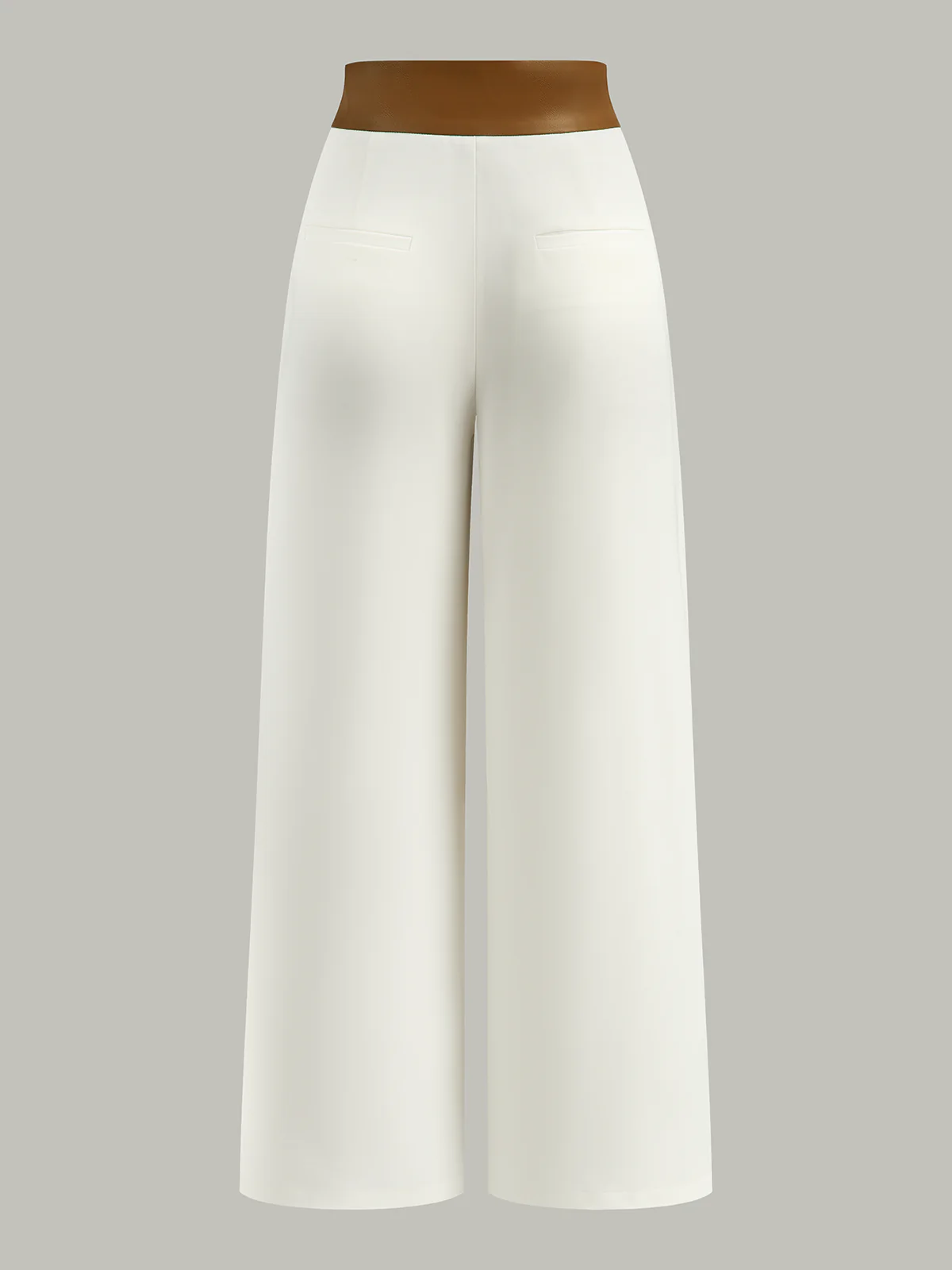 Faux Leather 2-Tone Waist Wide-Leg Pants - Wholesalesil
