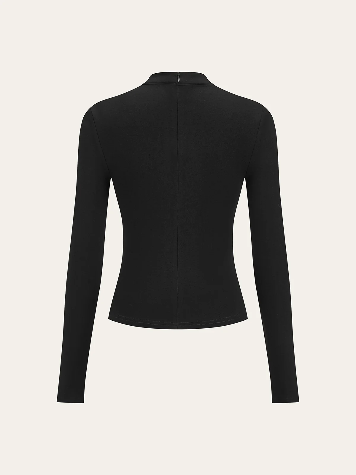 Metal Detail Mock Neck Long Sleeve T-Shirt - Wholesalesil