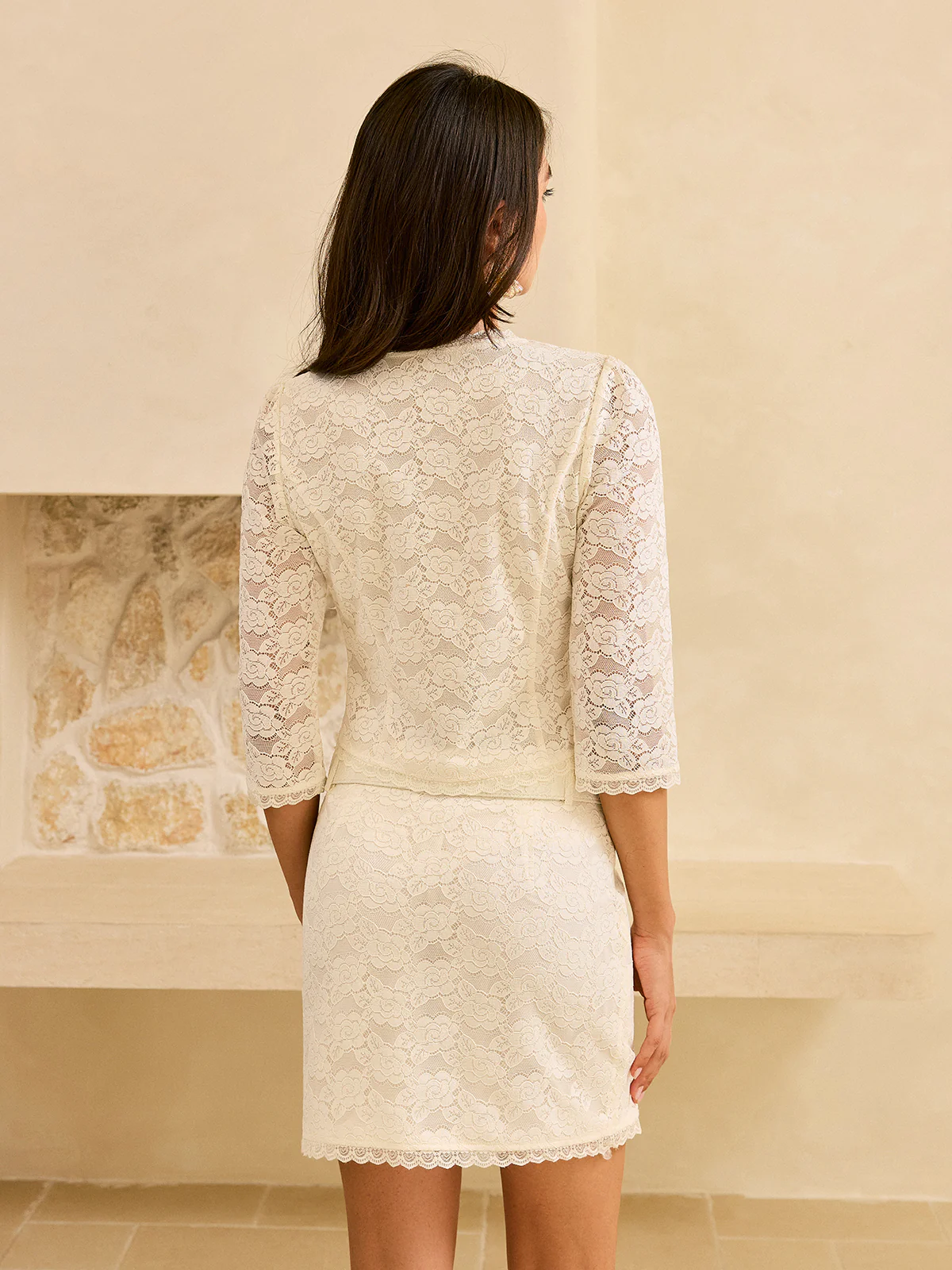 Lace Belted Skirt Set - Wholesalesil