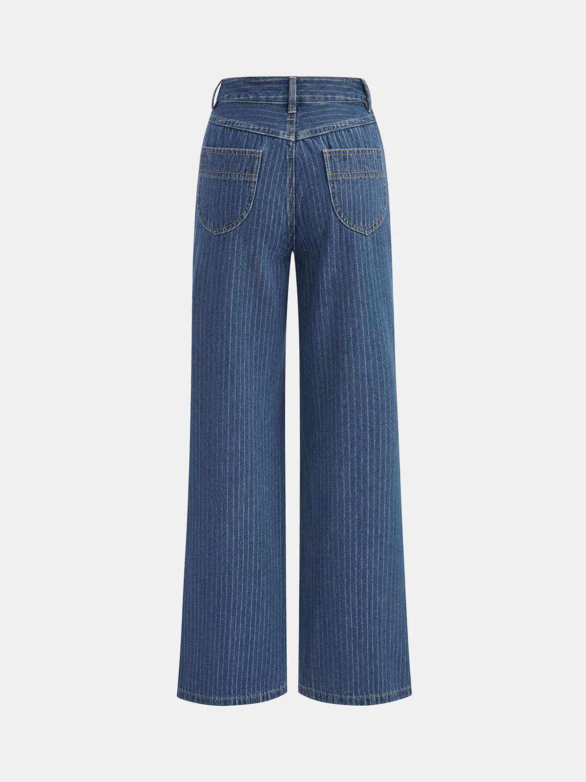 Pinstripe Mid-Waisted Straight-Leg Jeans - Wholesalesil
