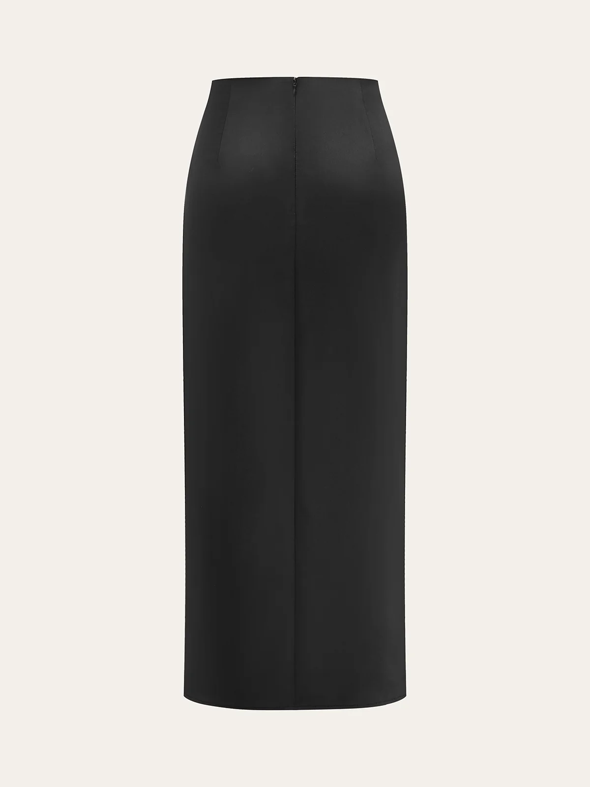 Metal Buckle Satin Slit Midi Skirt - Wholesalesil