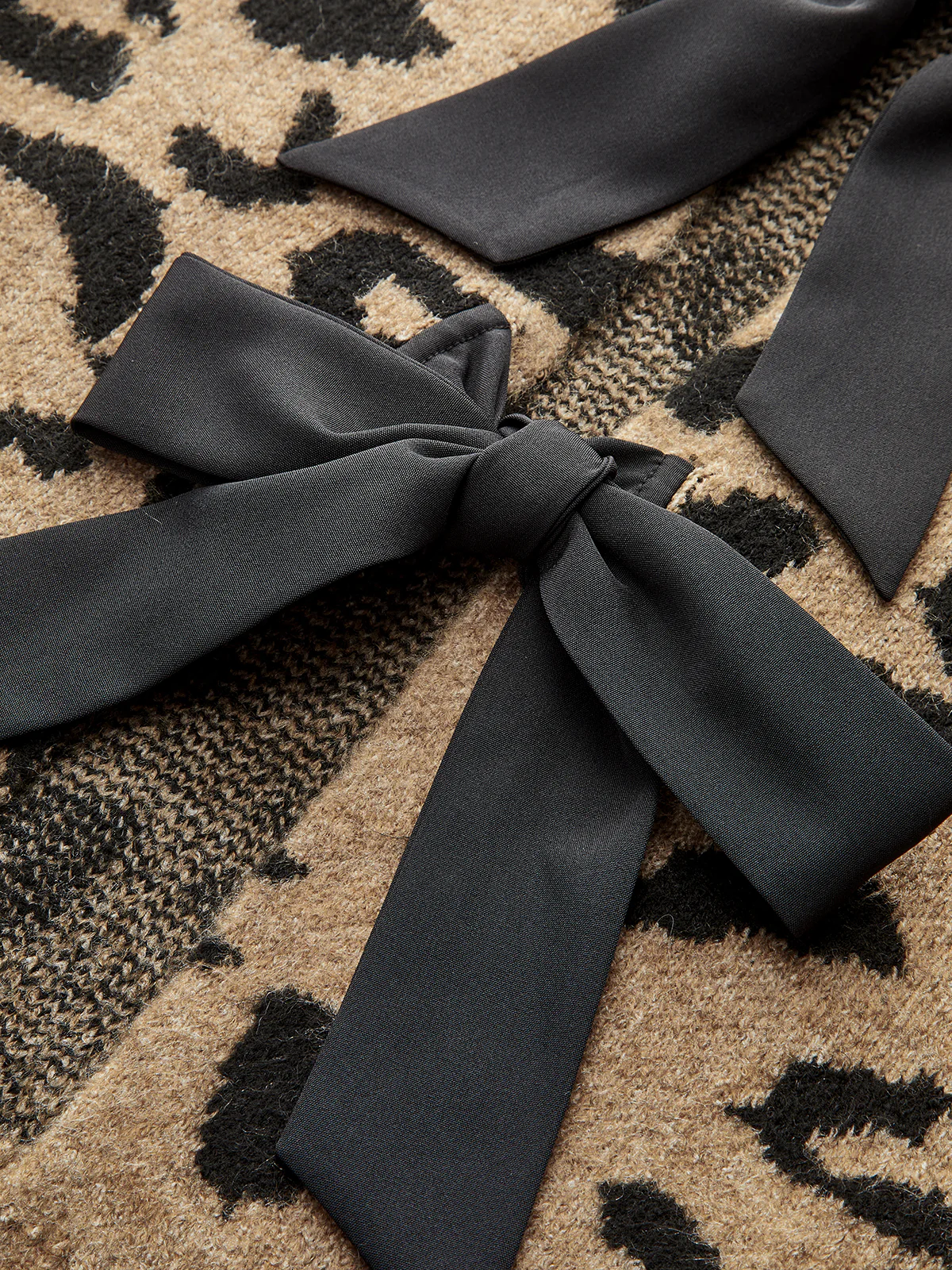 Leopard Bow Tie Knit Top - Wholesalesil