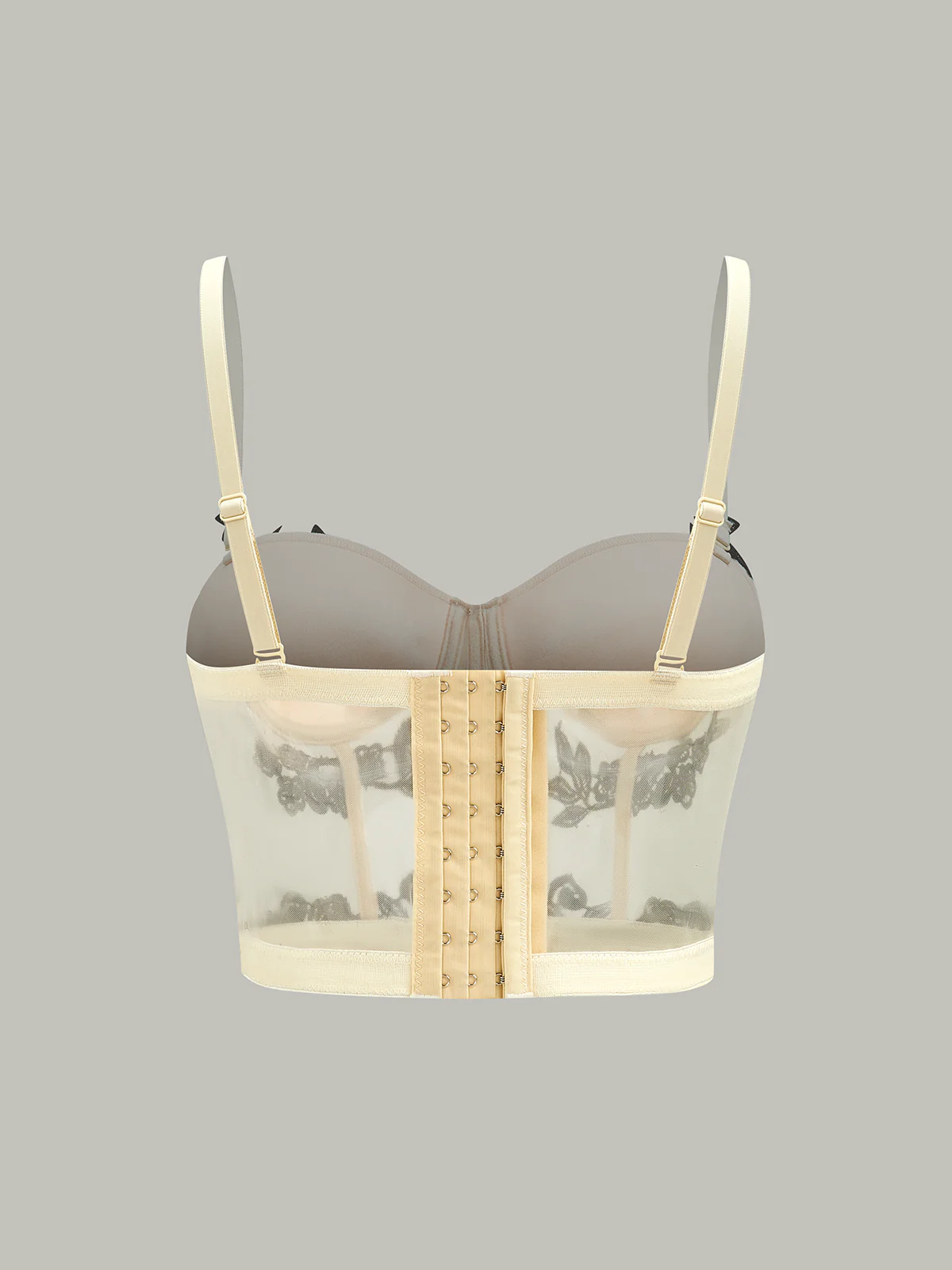 Semi-Sheer Floral Embroidery Mesh Corset Top - Wholesalesil