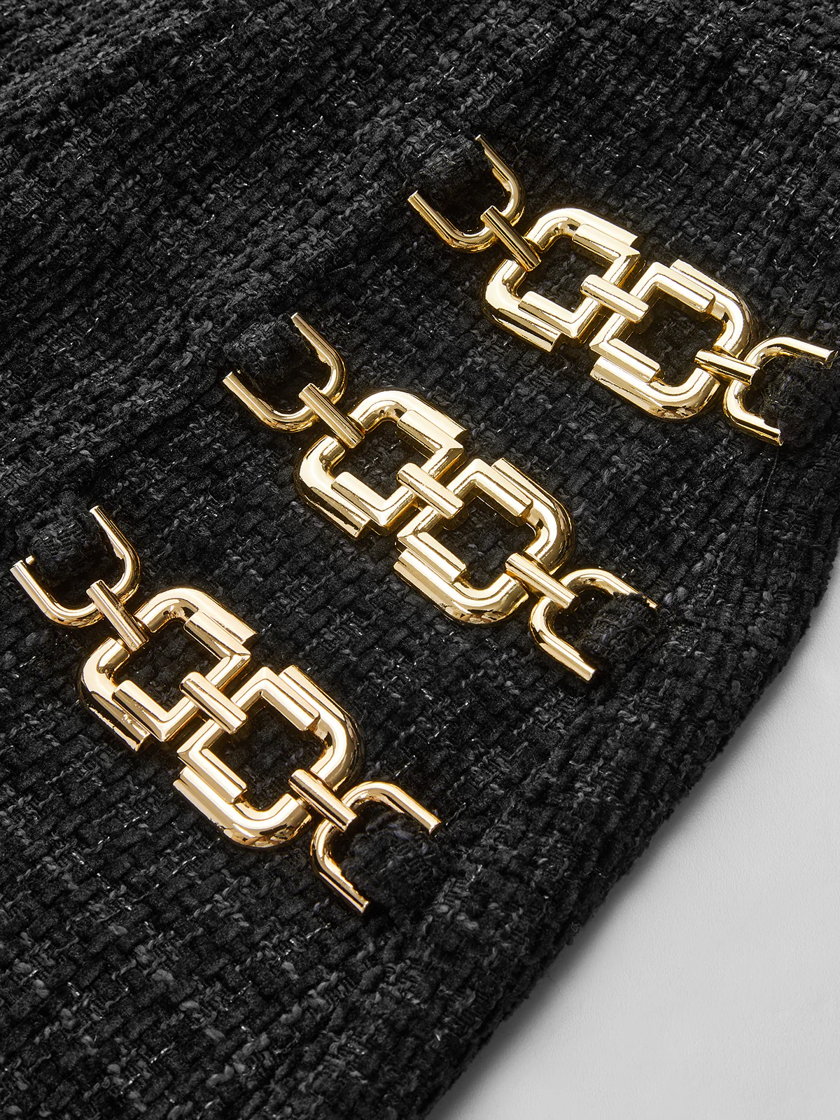 Chain Detail Tweed Sleeveless Mini Dress - Wholesalesil