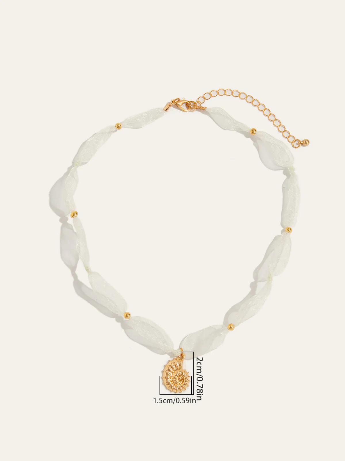 Tulle Beaded Conch Pendant Necklace - Wholesalesil