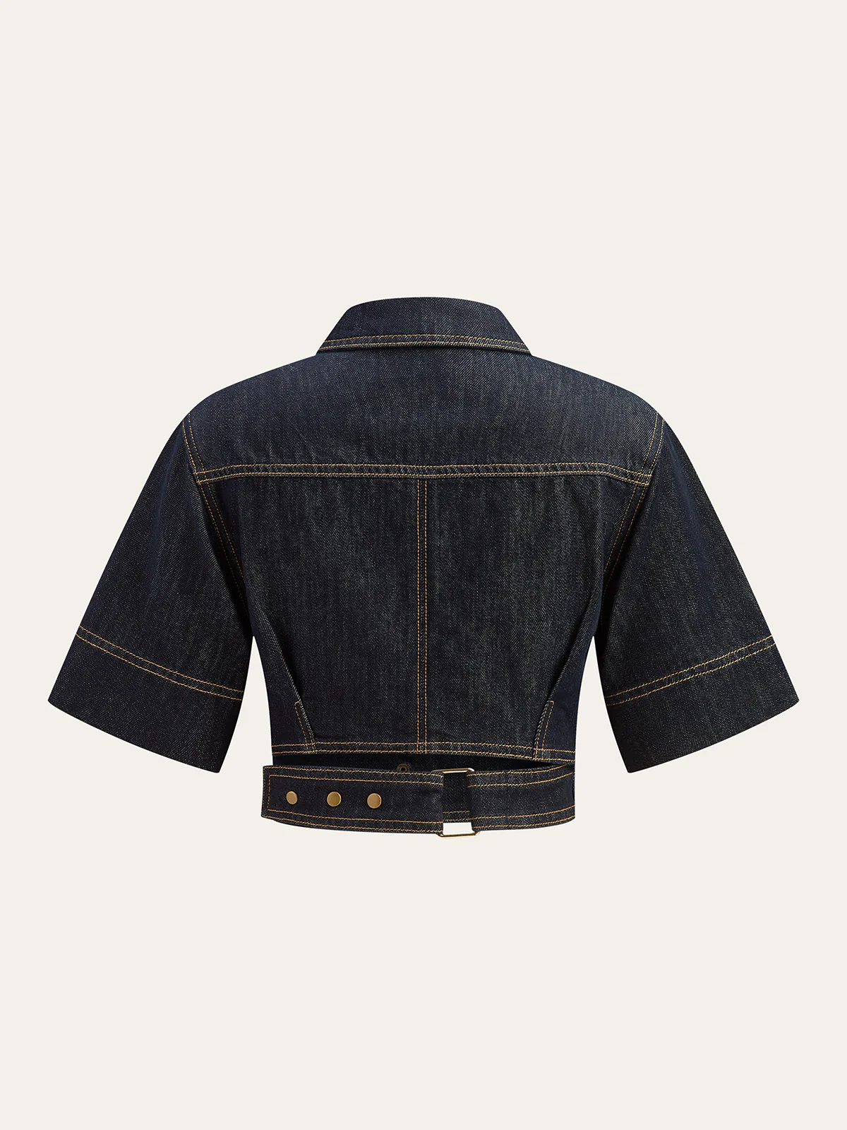 Short Sleeve Cropped Denim Top - Wholesalesil