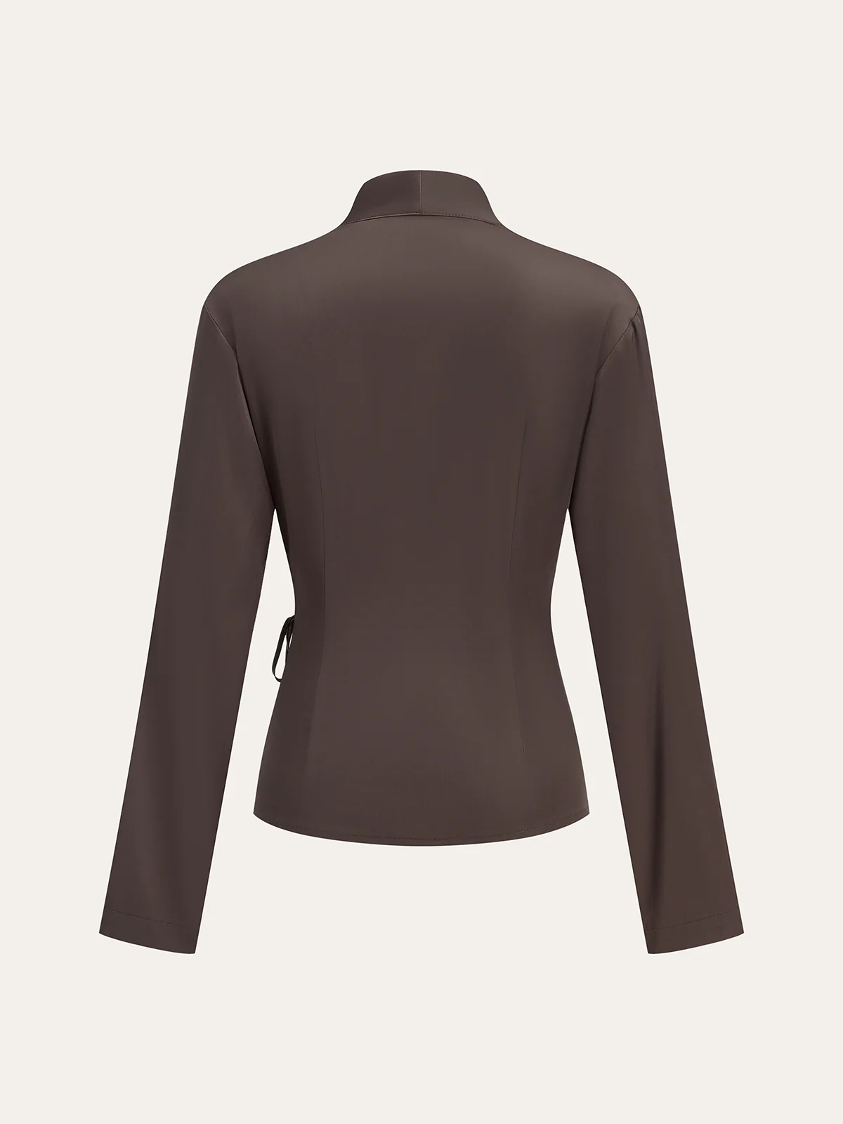 Satin Wrap-Front Long-Sleeve Top - Wholesalesil