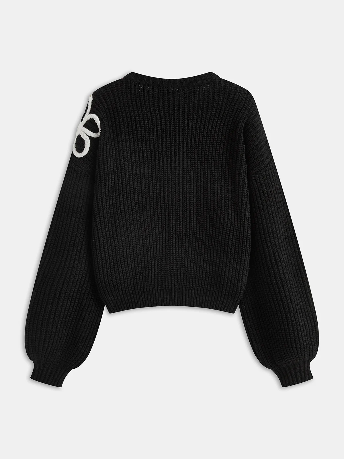 Flower Applique Sweater - Wholesalesil