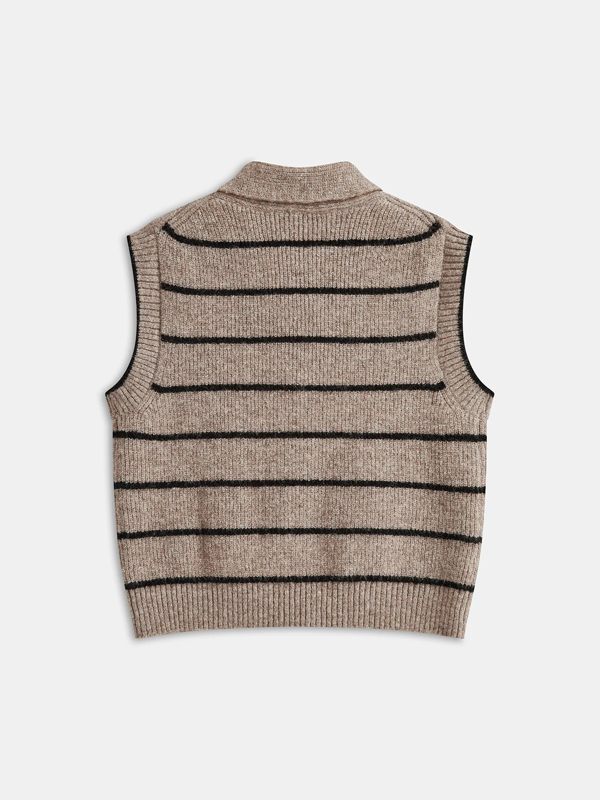 Striped Knit Vest with Tie Neck Detail - Wholesalesil