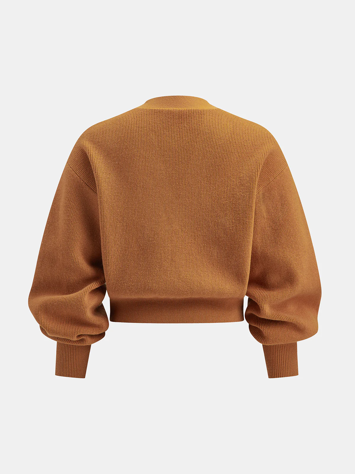 Cropped V-Neck Puff Sleeve Cardigan - Wholesalesil