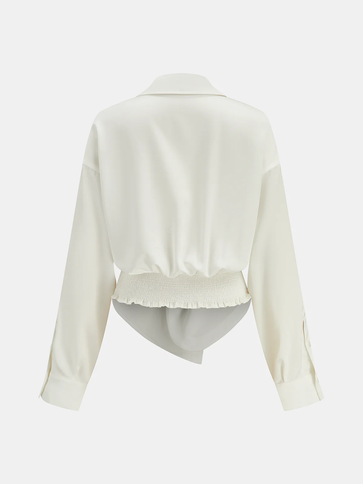 Collared Twisted Front Long Sleeve Shirt - Wholesalesil