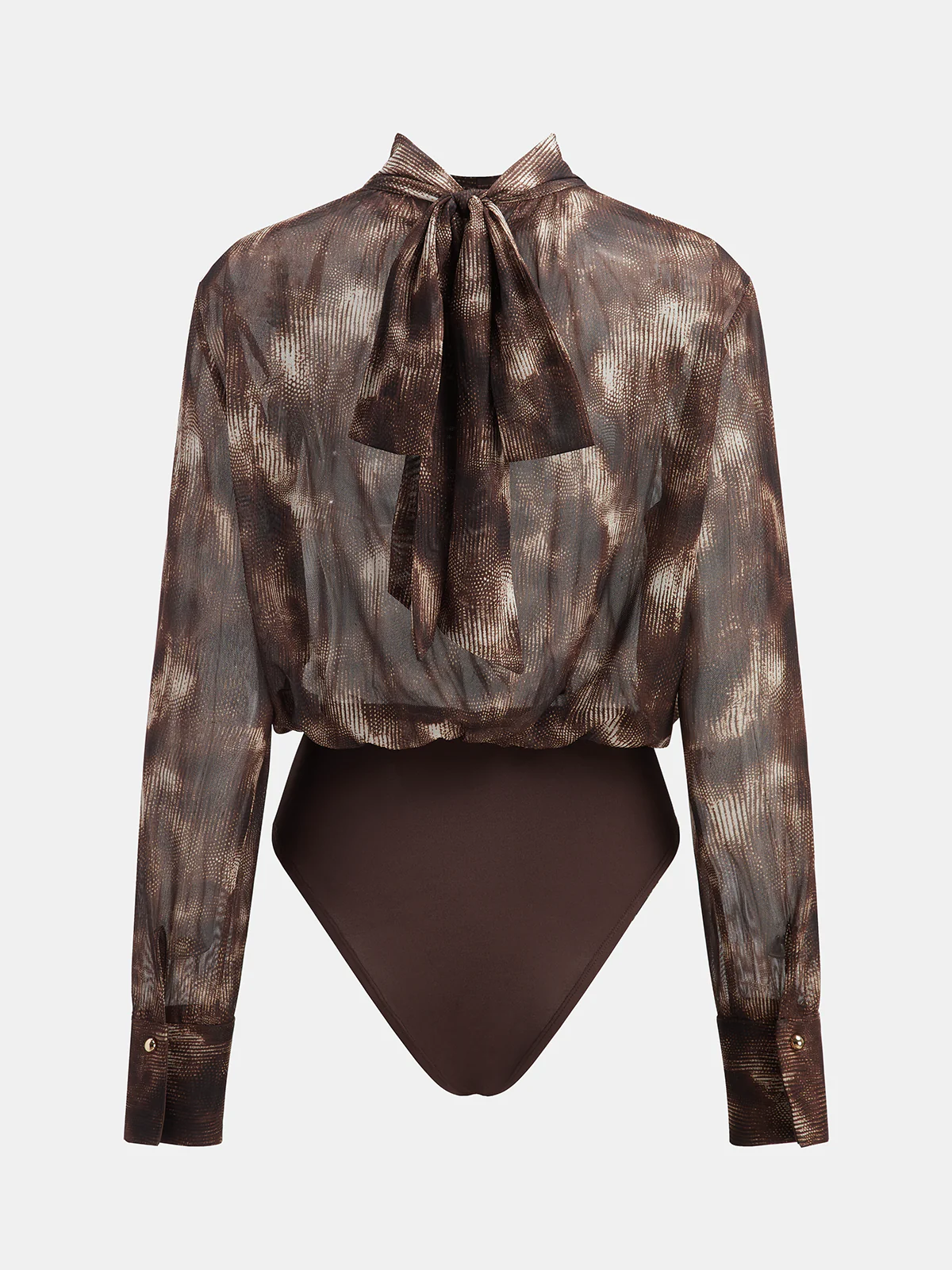 Tie-Dye Mock Neck Back Bow Detail Bodysuit - Wholesalesil