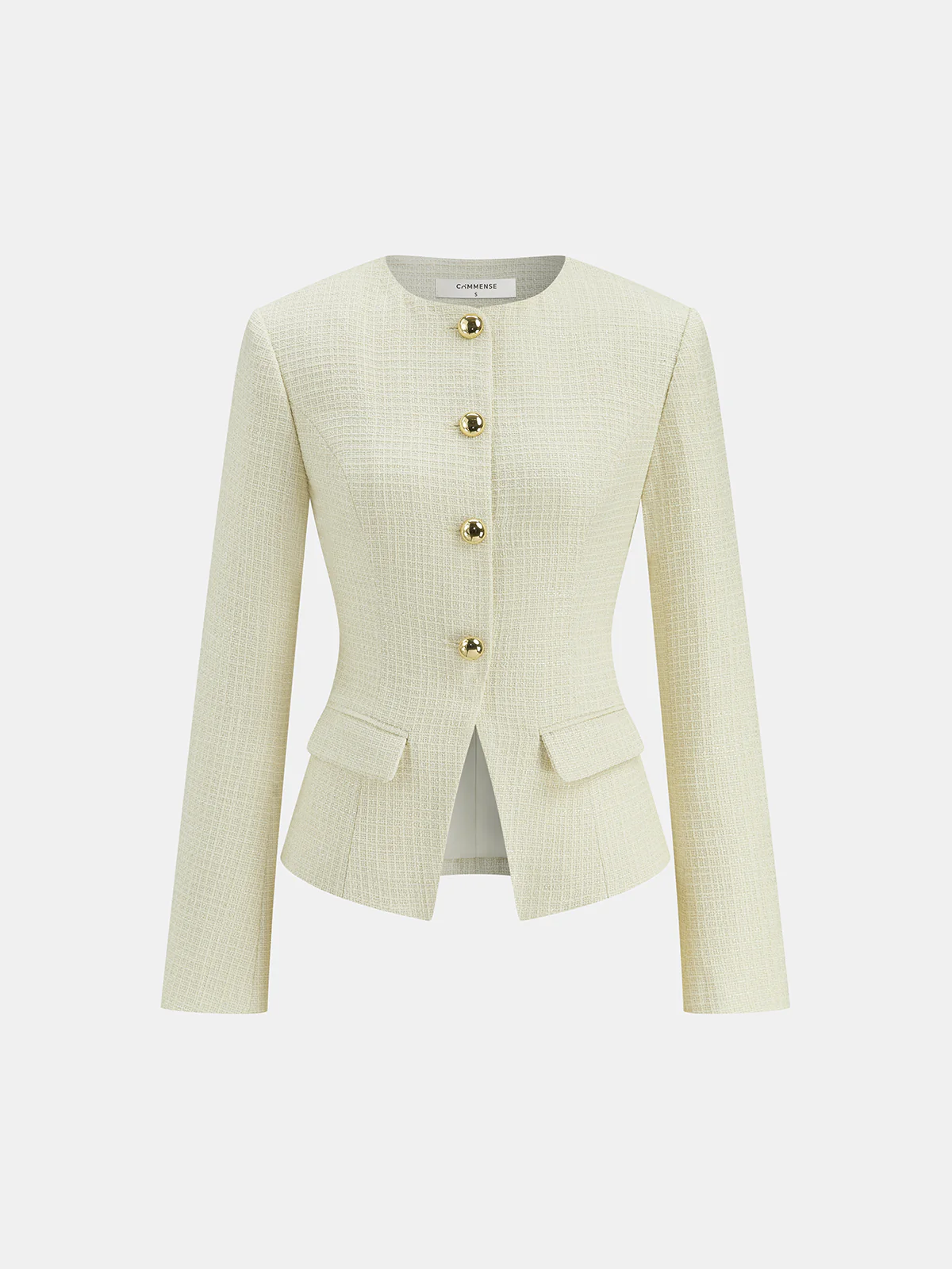 Metal Button Tweed Blazer - Wholesalesil