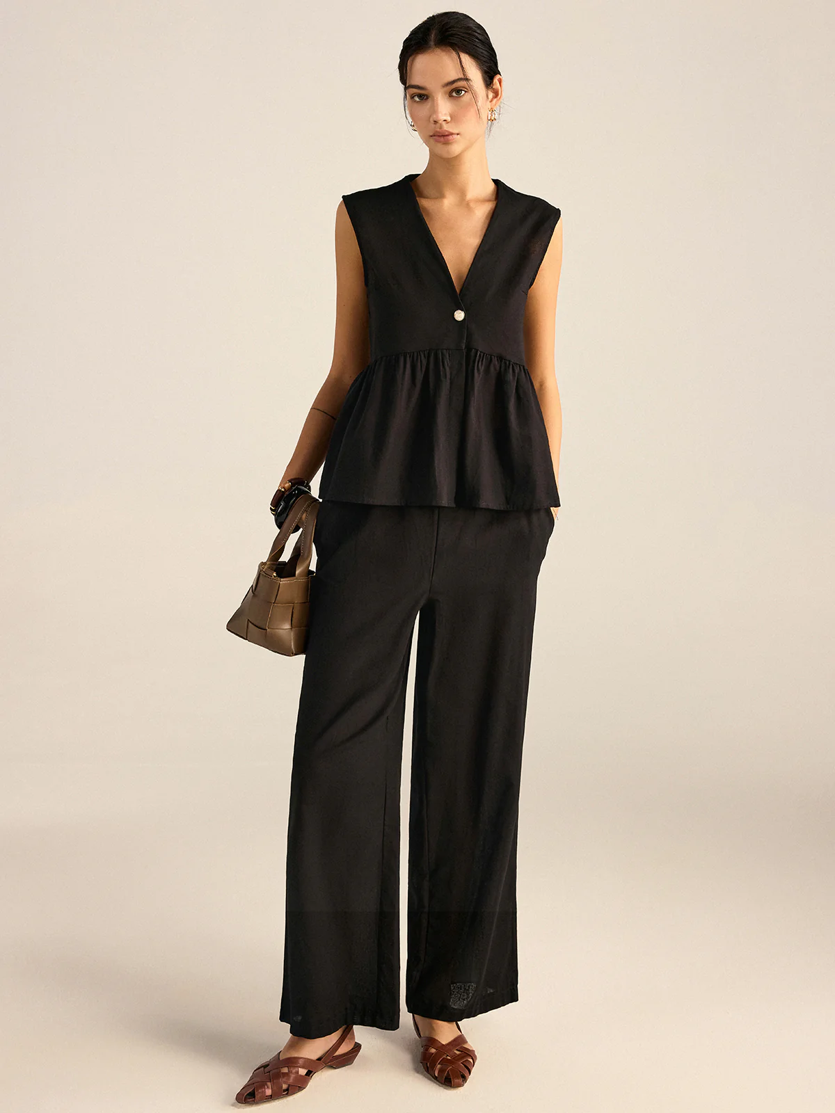 Ruffled Vest Pants Set - Wholesalesil