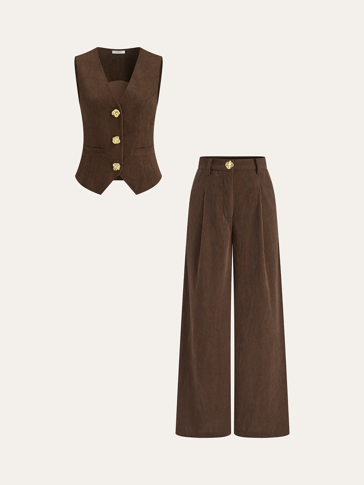 Corduroy Wide-Leg Pleated Pants - Wholesalesil