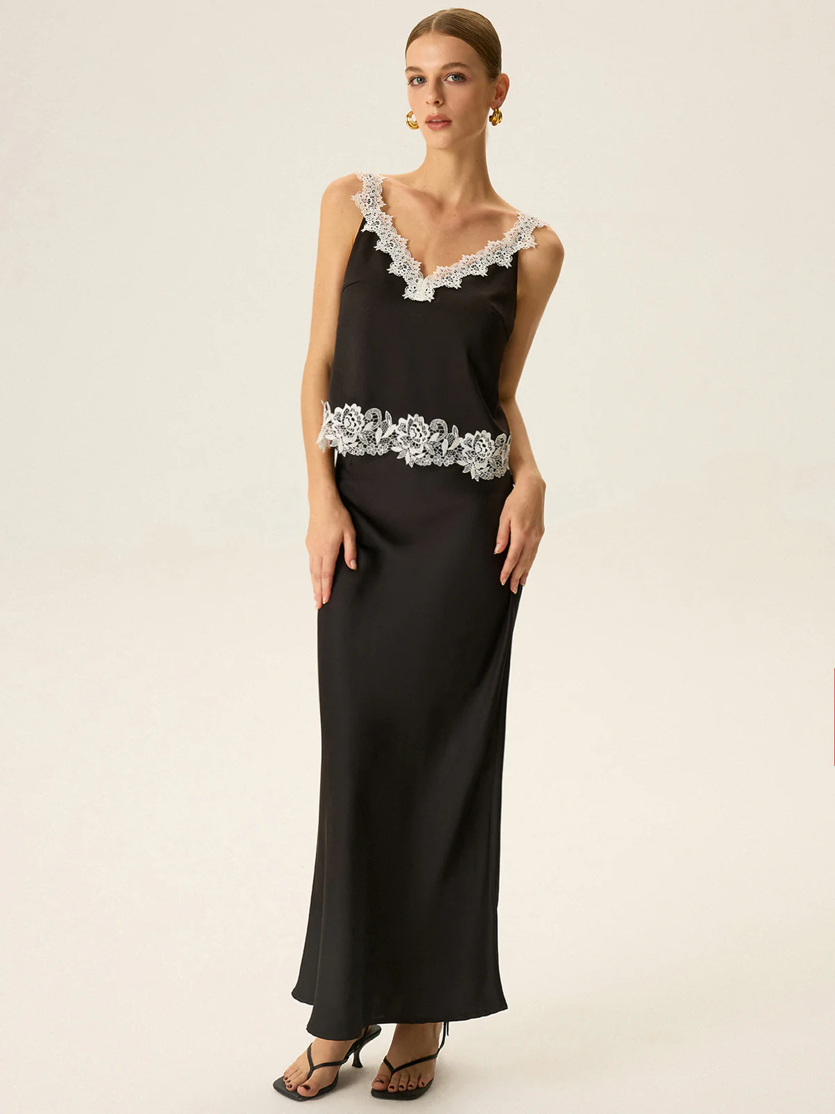 Semi-Sheer Lace Trim Cami Top - Wholesalesil