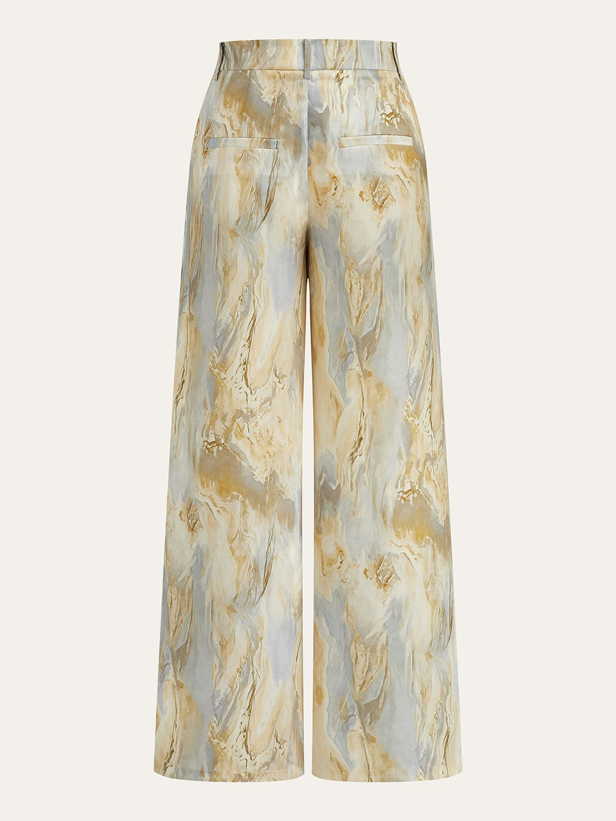 Semi-Sheer Marble Print Straight-Leg Pants - Wholesalesil