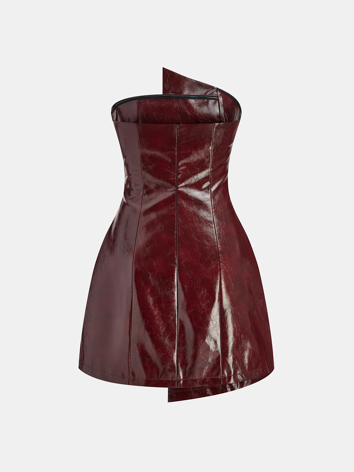 Strapless Asymmetric Faux Leather Dress - Wholesalesil
