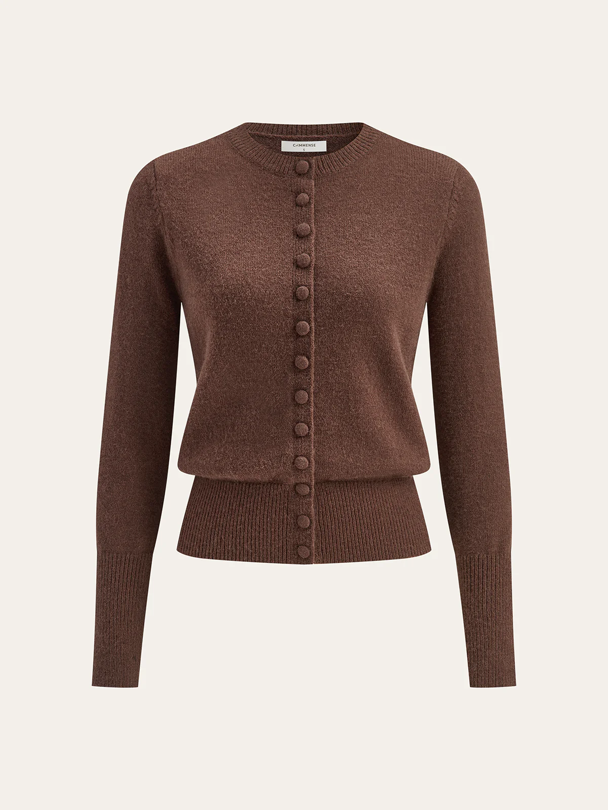 Crew Neck Button-Front Knit Cardigan - Wholesalesil