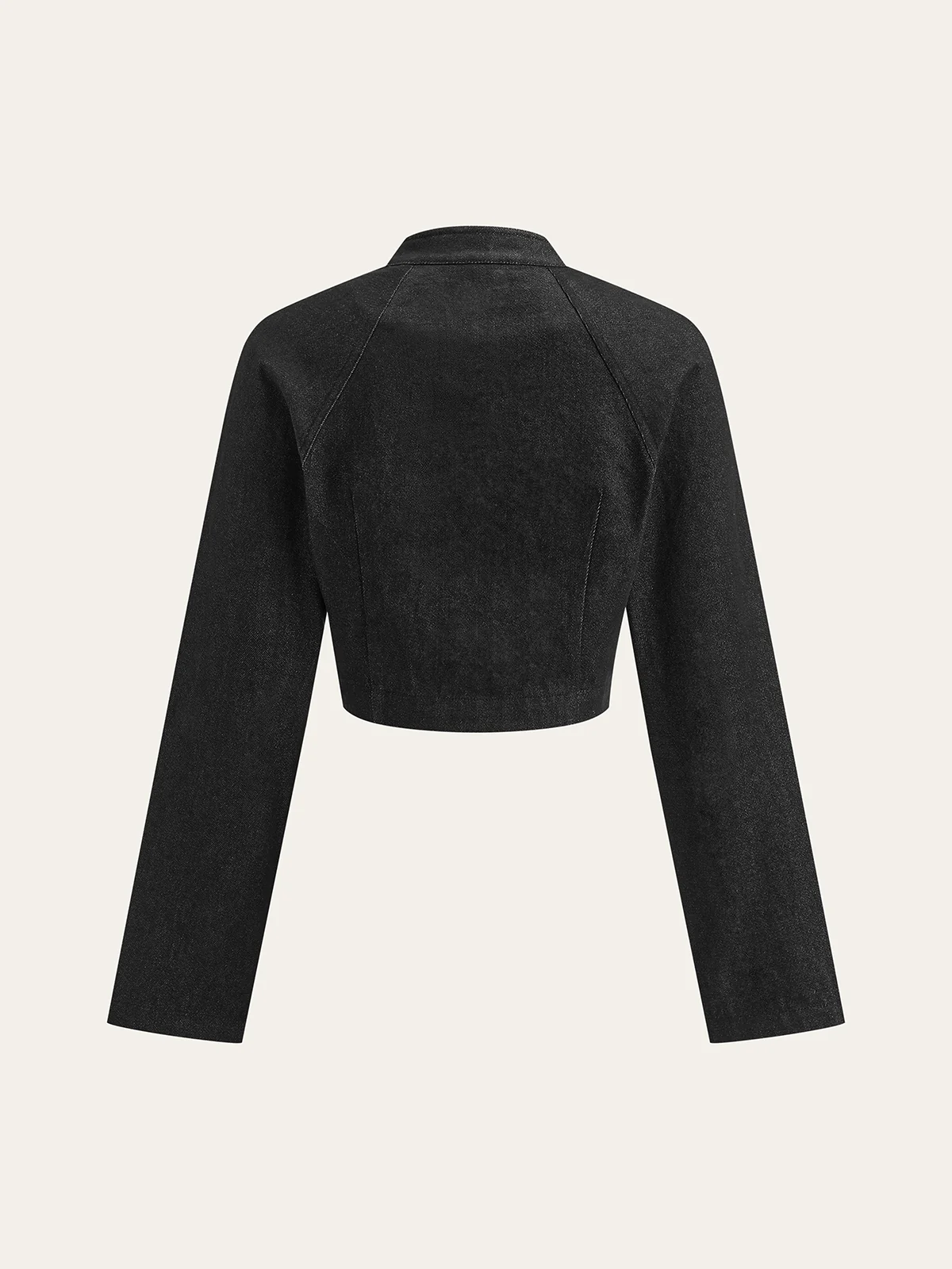 Metal Detail Cropped Denim Jacket - Wholesalesil