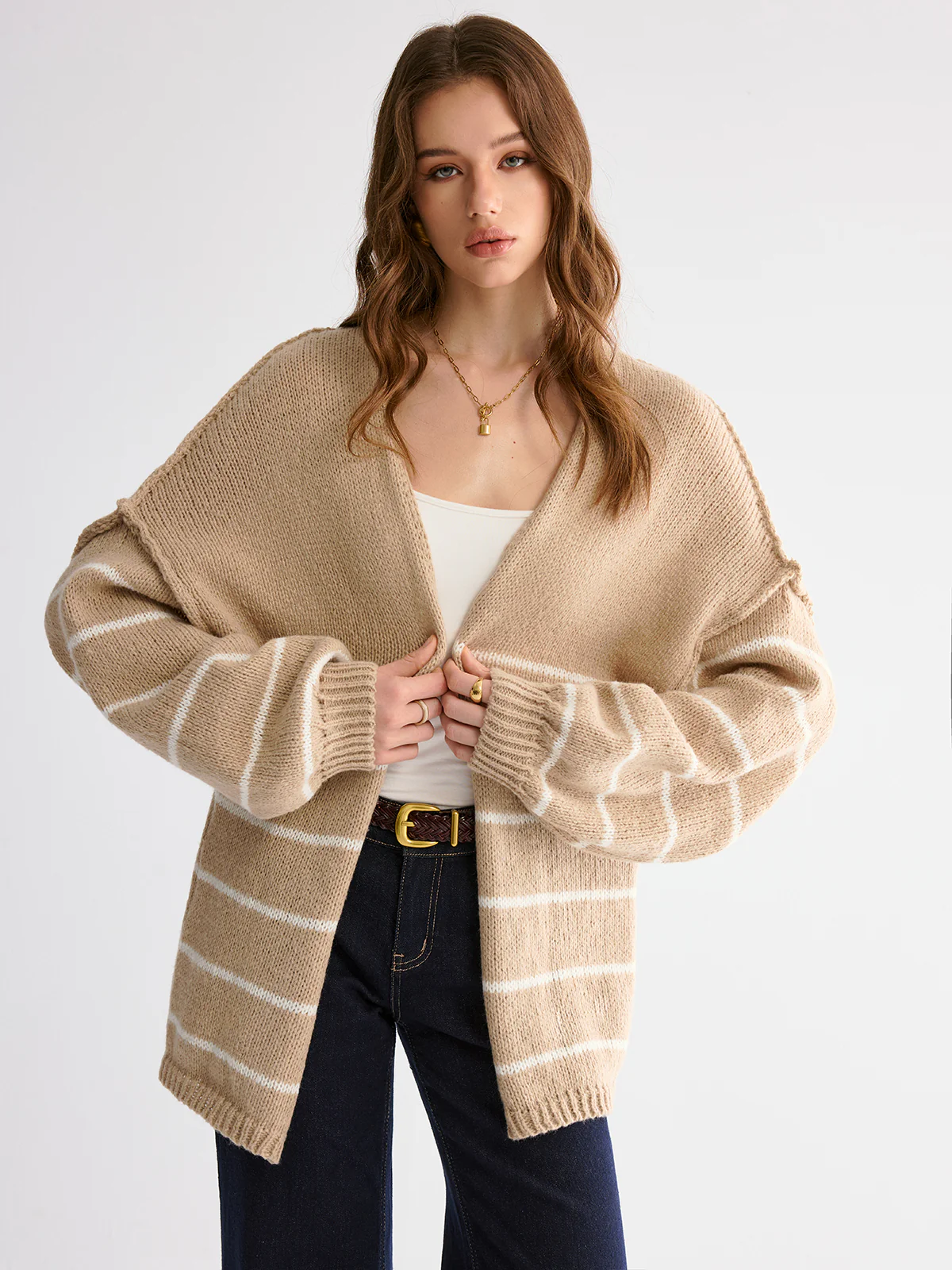 Brushed Striped Cardigan - Wholesalesil