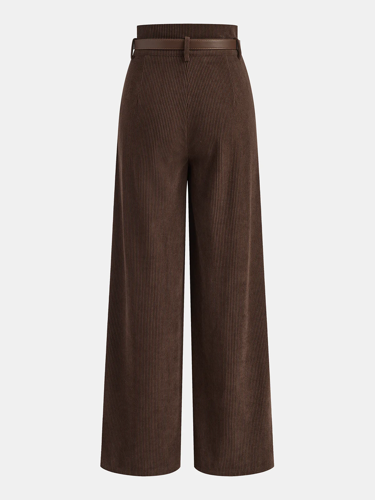 Belted Corduroy High-Waist Pants - Wholesalesil