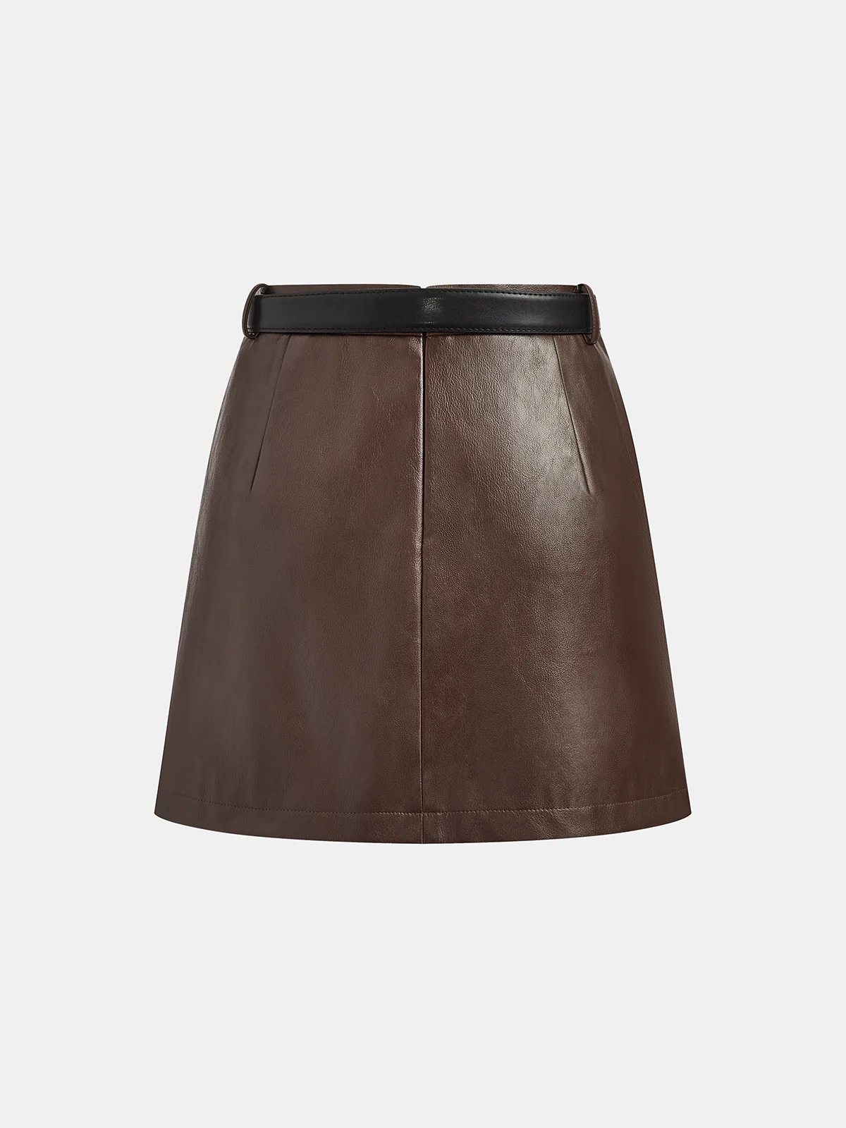 PU Leather Belted Mini Skirt - Wholesalesil