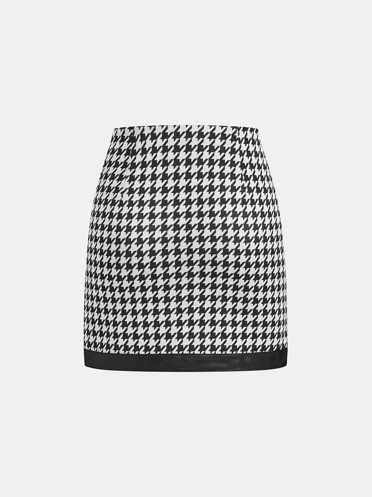 Houndstooth Paneled Knit Mini Skirt - Wholesalesil