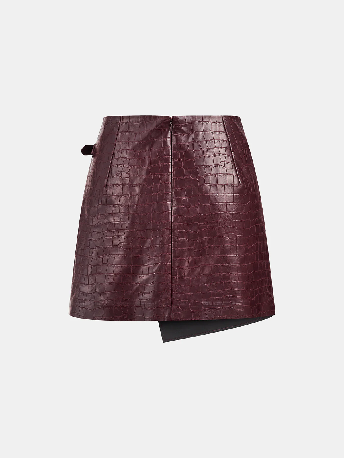 Crocodile Embossed PU Leather Mini Skirt - Wholesalesil