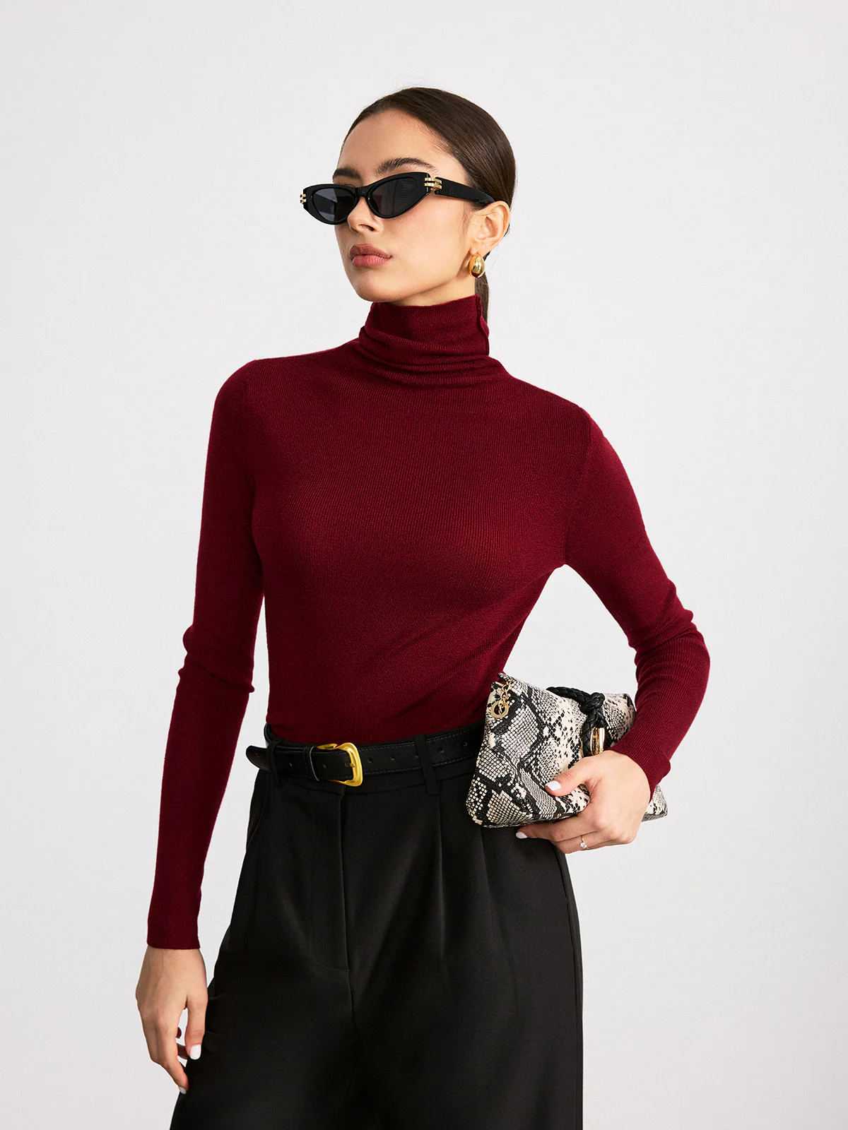 Reversible Turtleneck Wool Blend Sweater - Wholesalesil