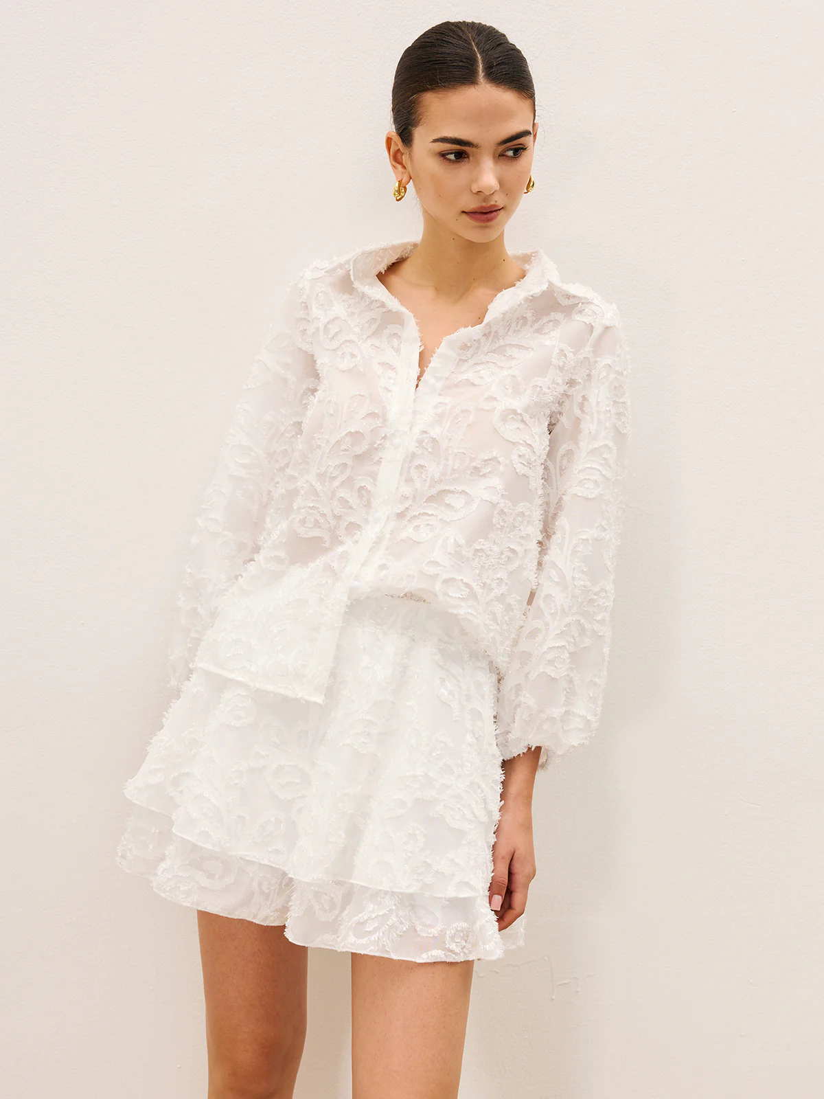 Sheer Embroidered Short Set - Wholesalesil