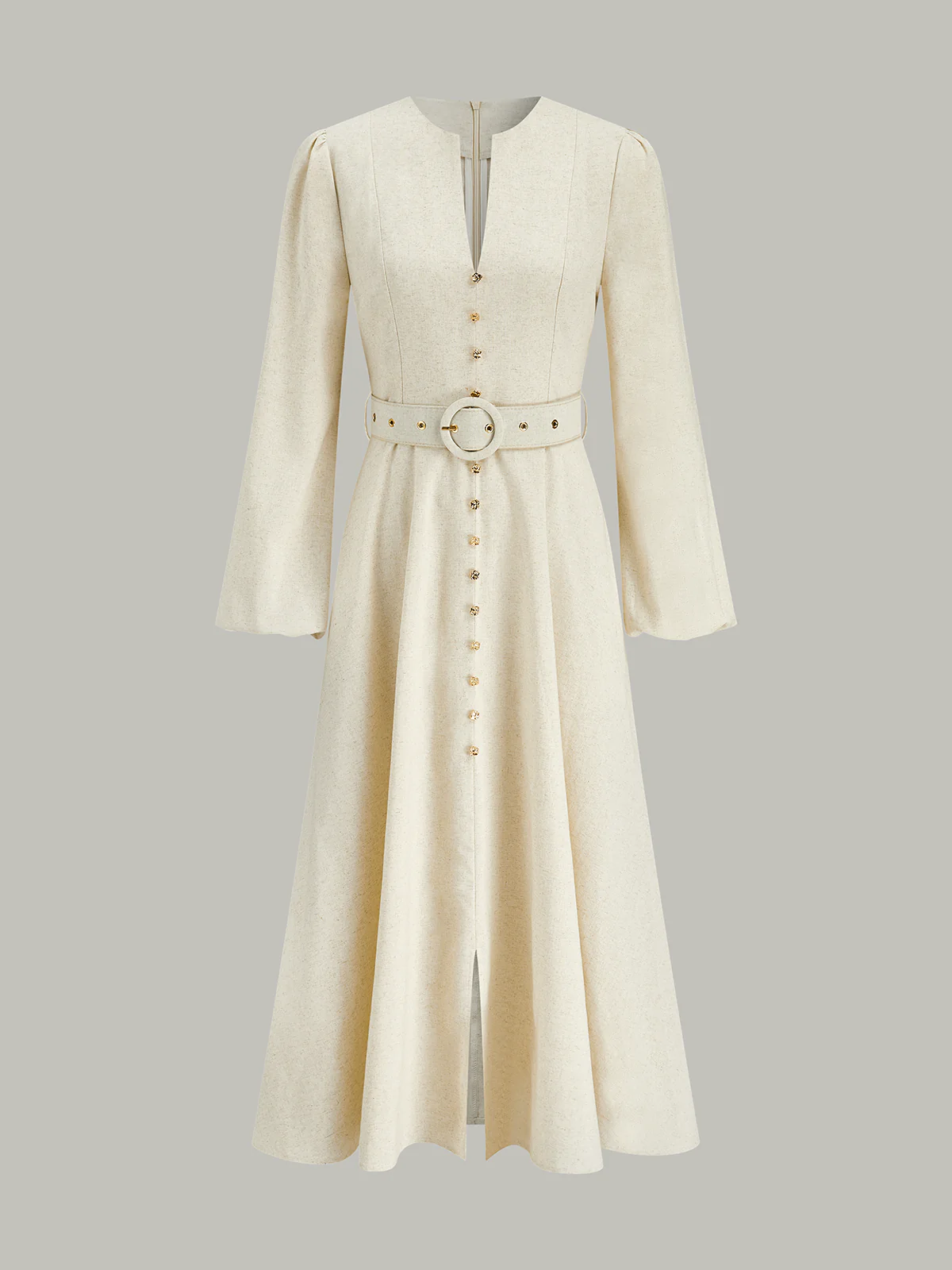 Button Front Belted Midi Dress - Wholesalesil