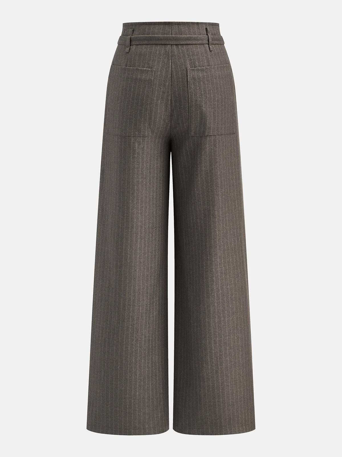 Belted Pinstripe Wide-Leg Pants - Wholesalesil
