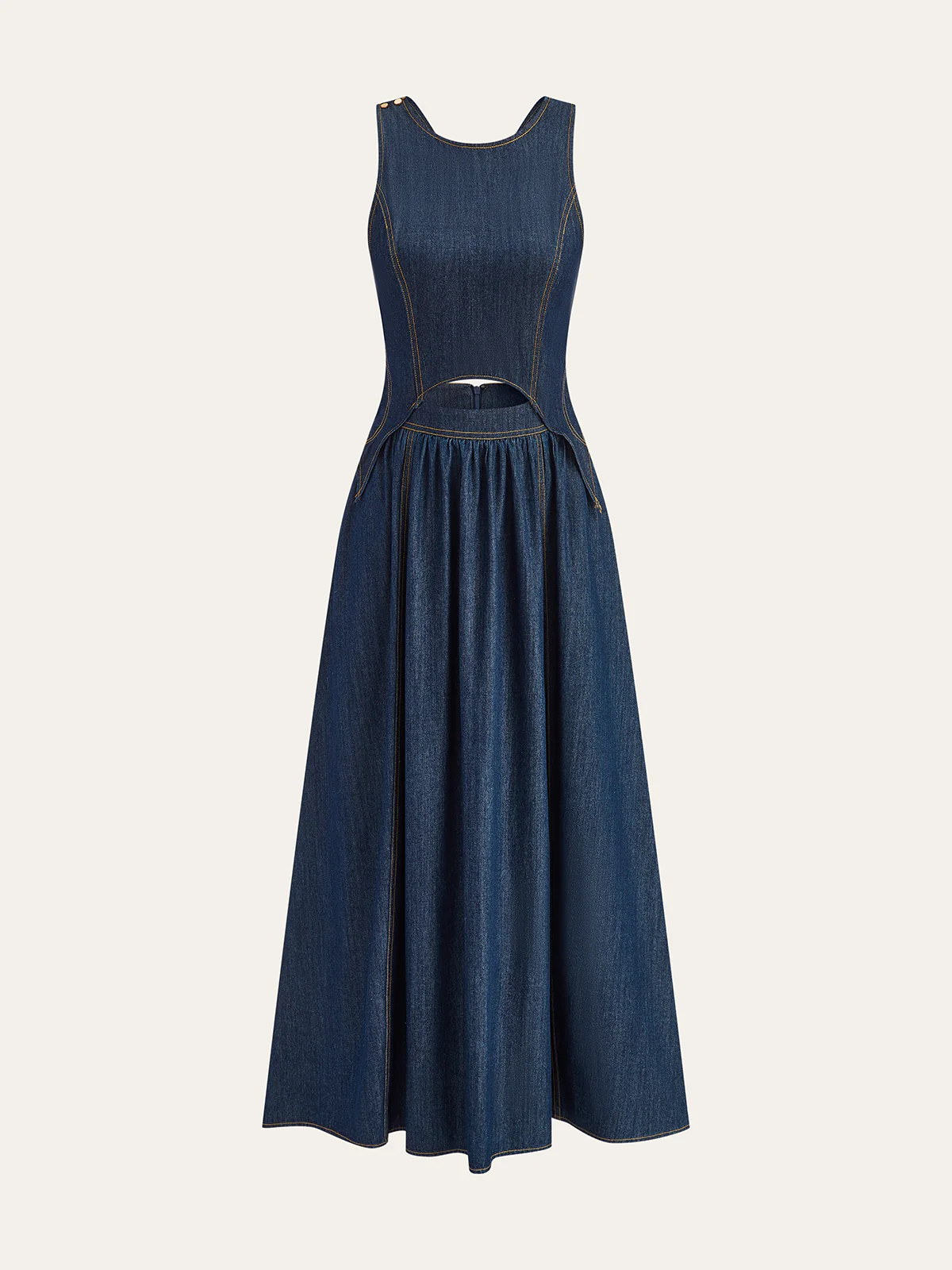 Denim Cut-Out Midi Dress - Wholesalesil