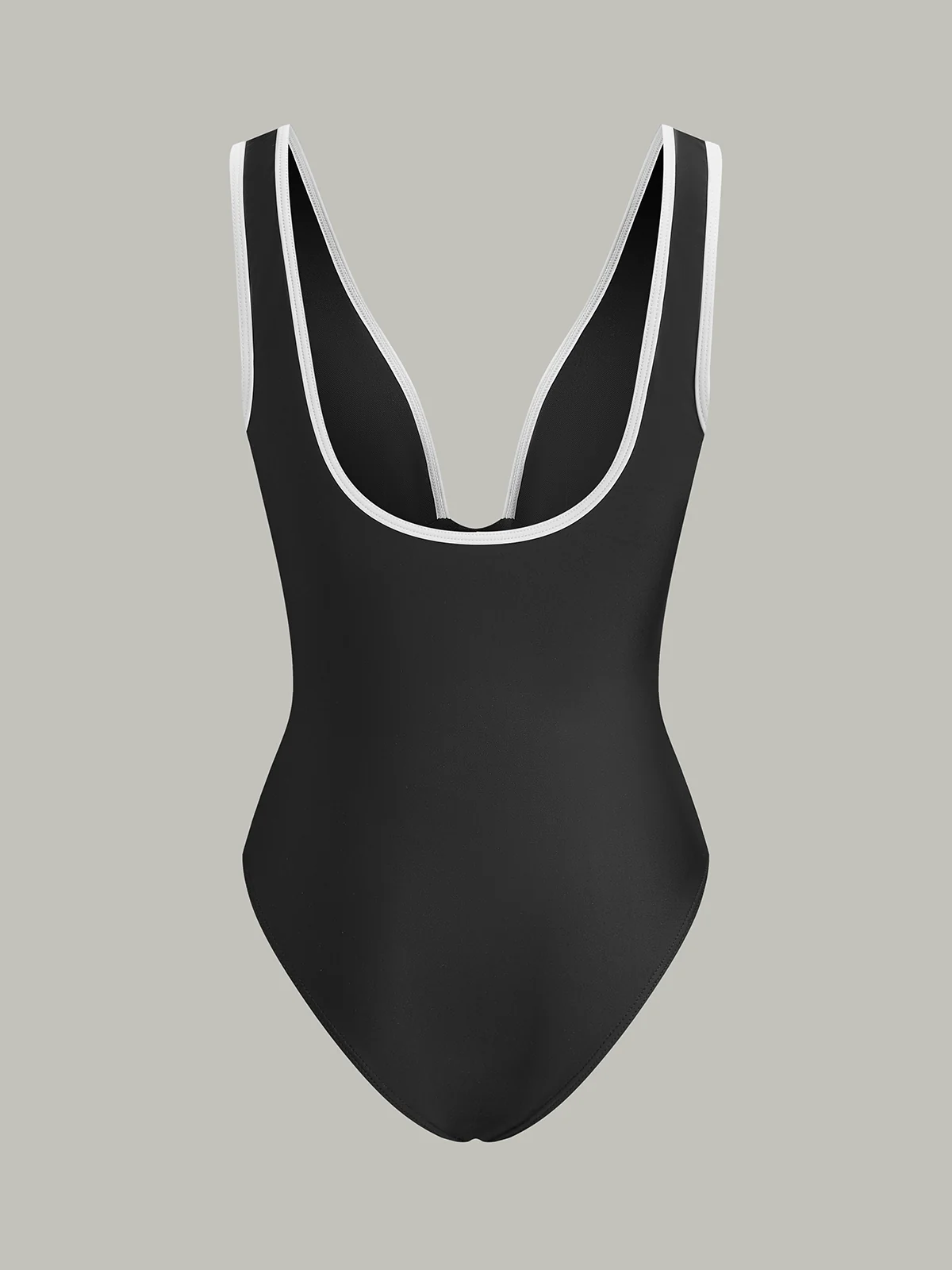 Deep V-Neck Ruched One-Piece Swimsuit - Wholesalesil