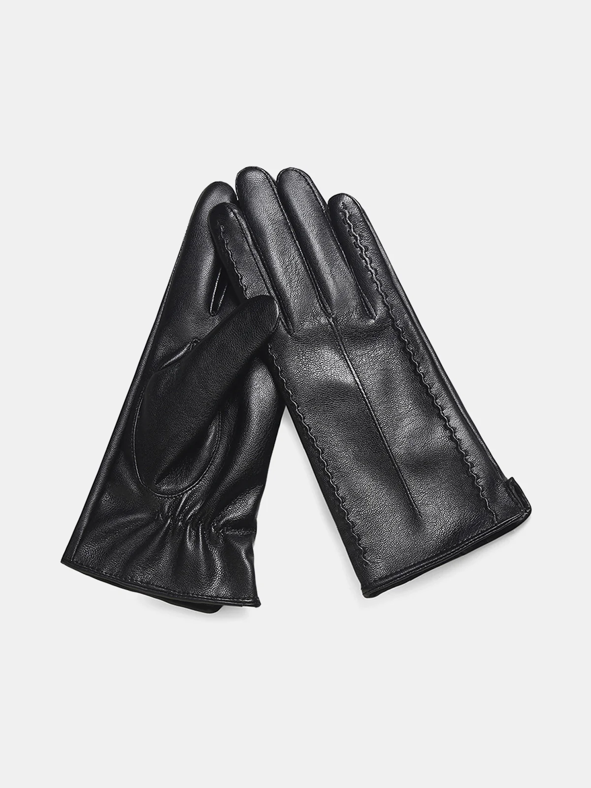 PU Leather Gloves with Stitched Detail - Wholesalesil