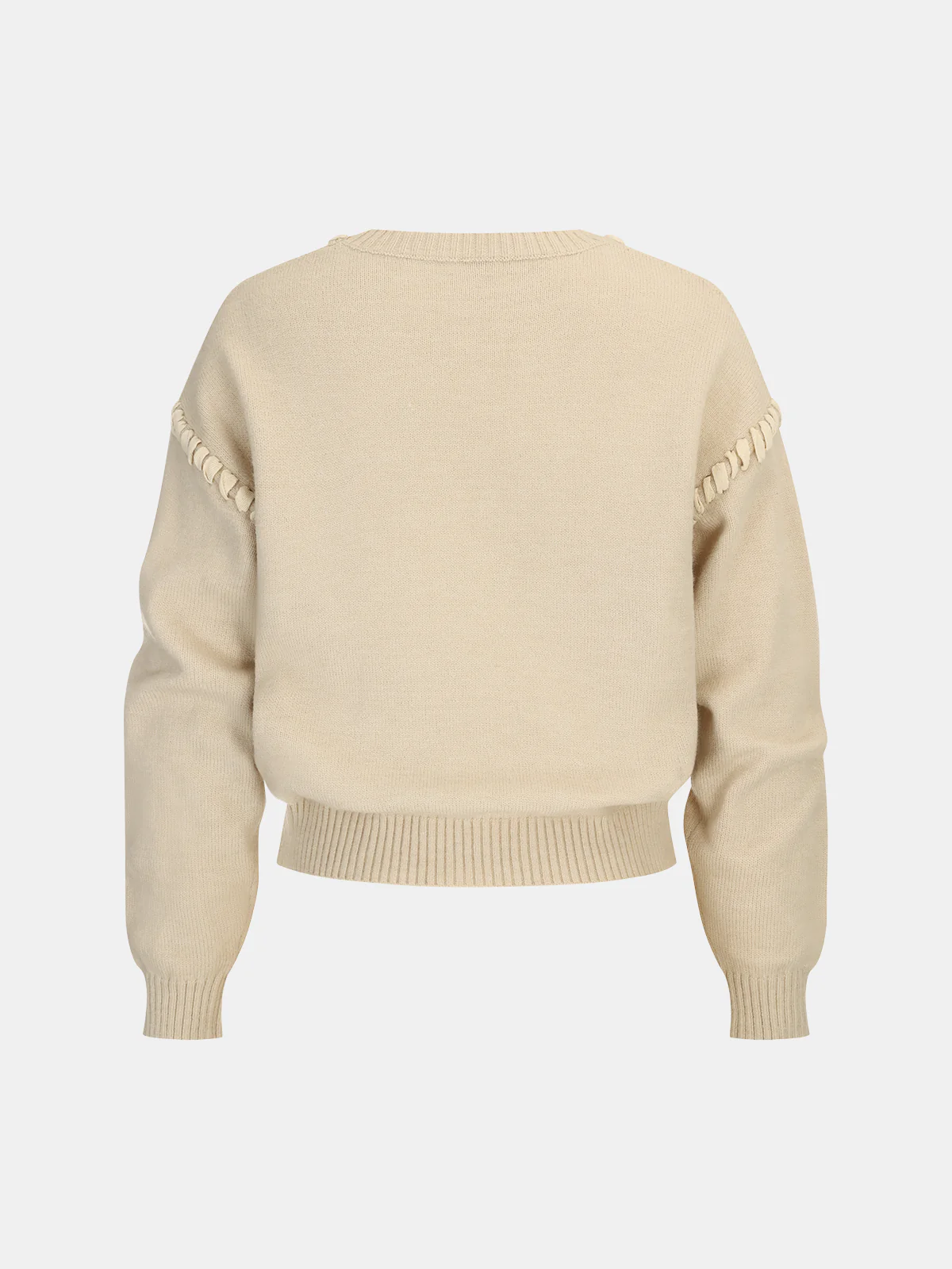 Lace-Up Trim Pear Pattern Sweater - Wholesalesil