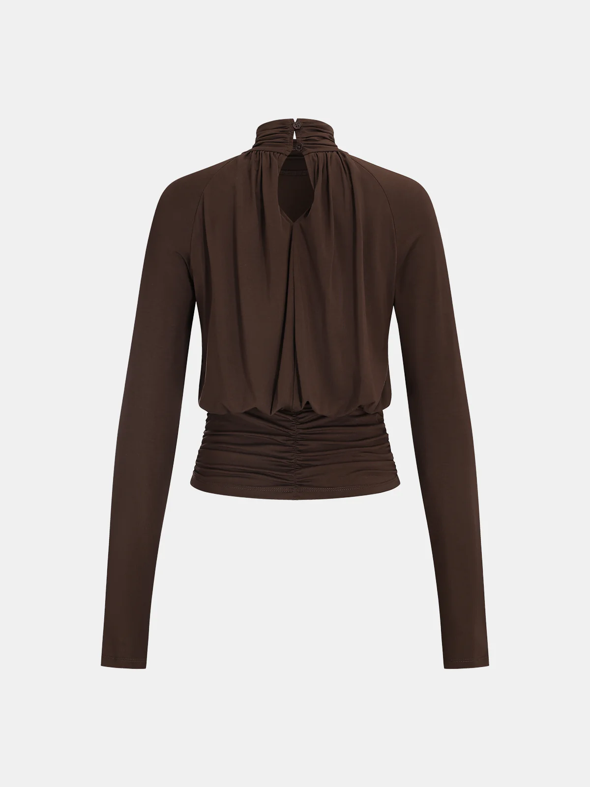 Mock Neck Ruched Modal Long-Sleeve Top - Wholesalesil