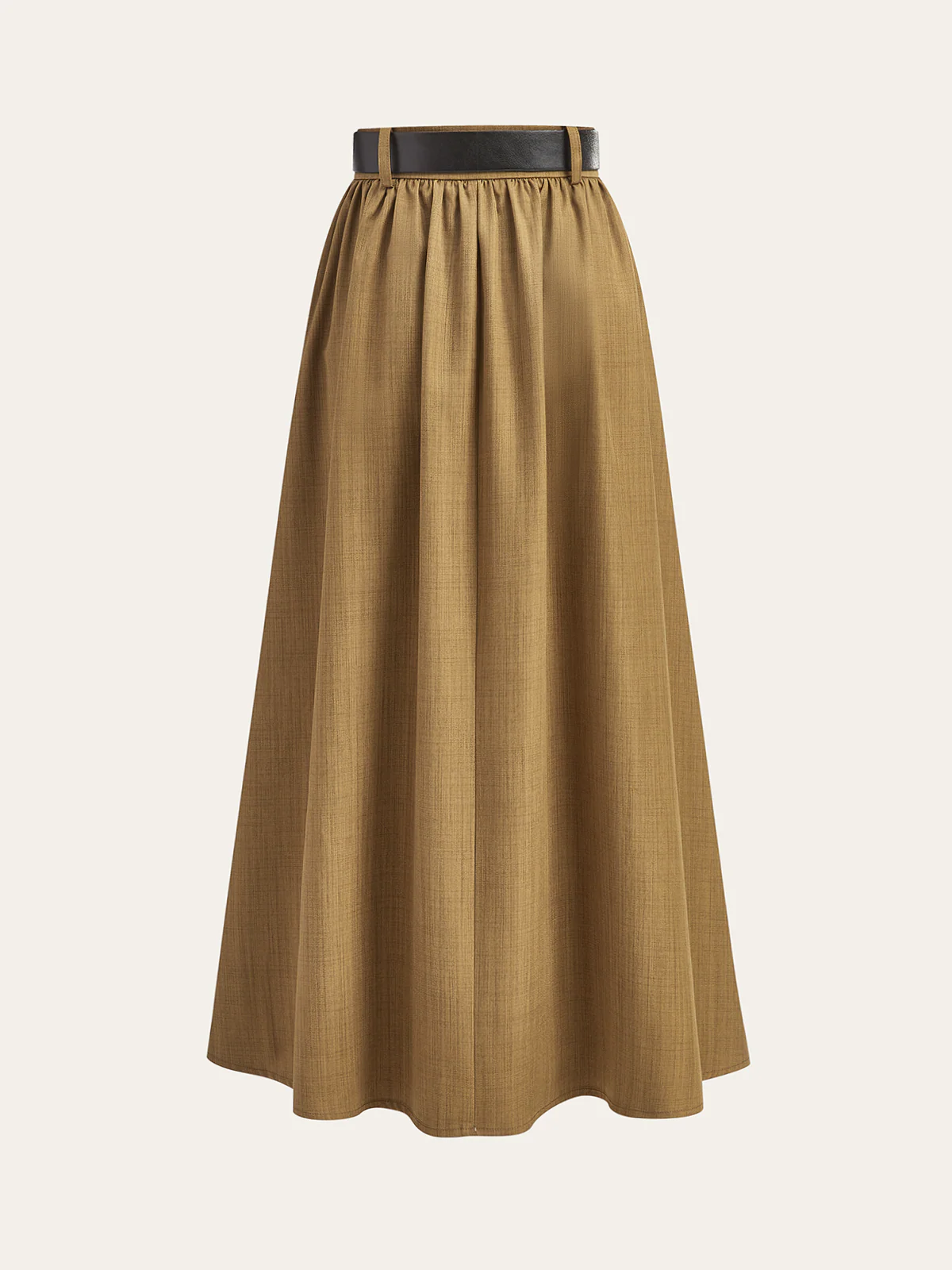 Belted Pleated Midi Skirt - Wholesalesil