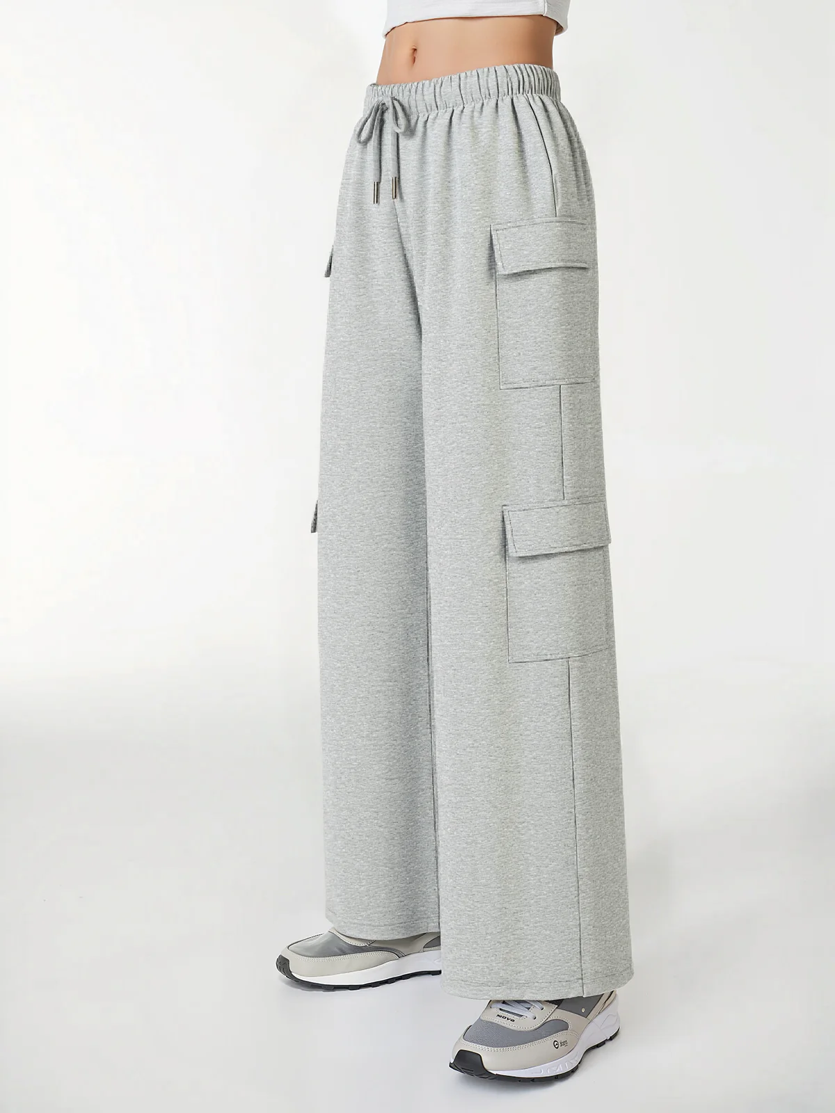 Drawstring Waist Wide Leg Cargo Pants - Wholesalesil