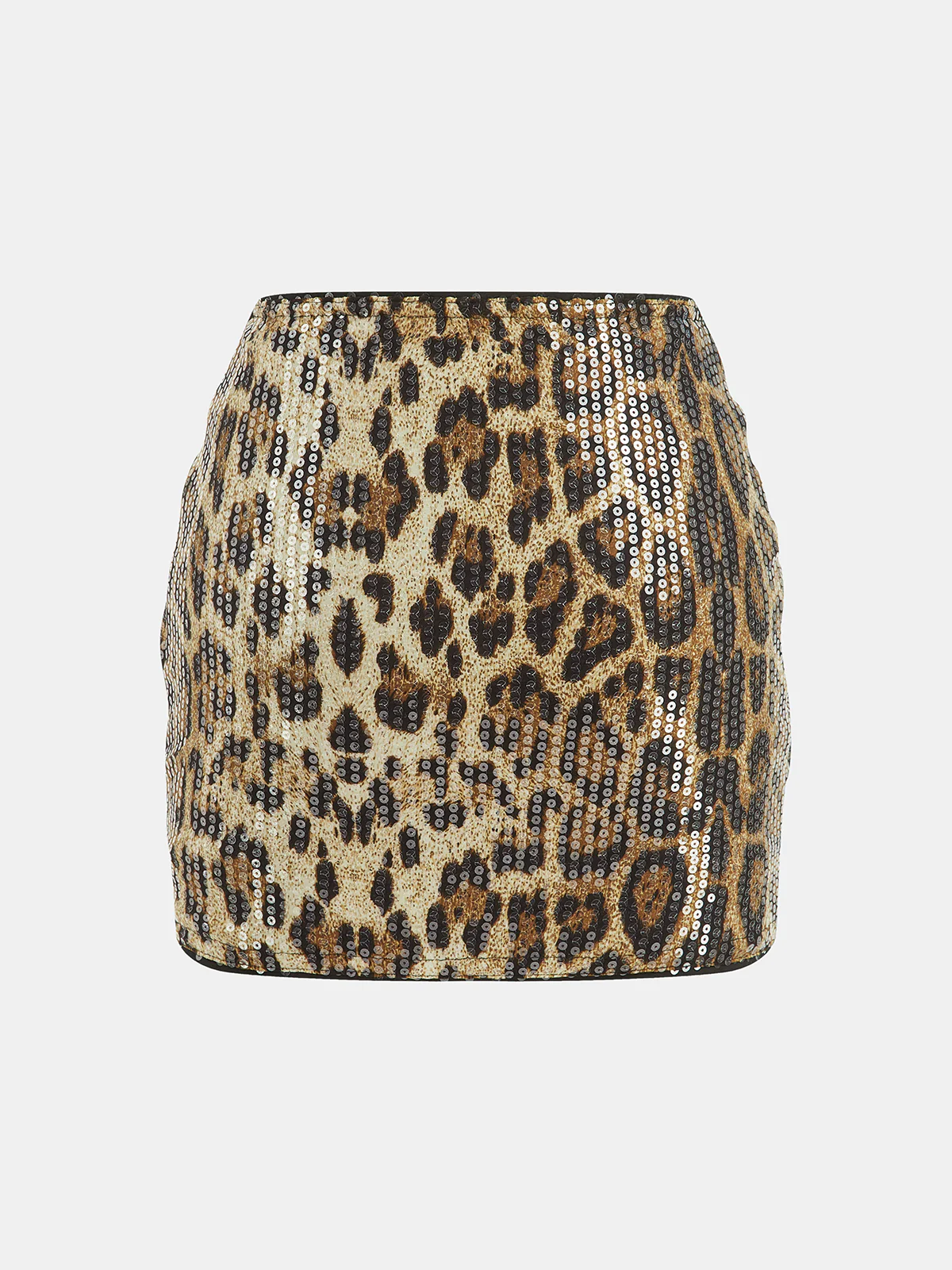 Leopard Print Sequin Mini Skirt - Wholesalesil