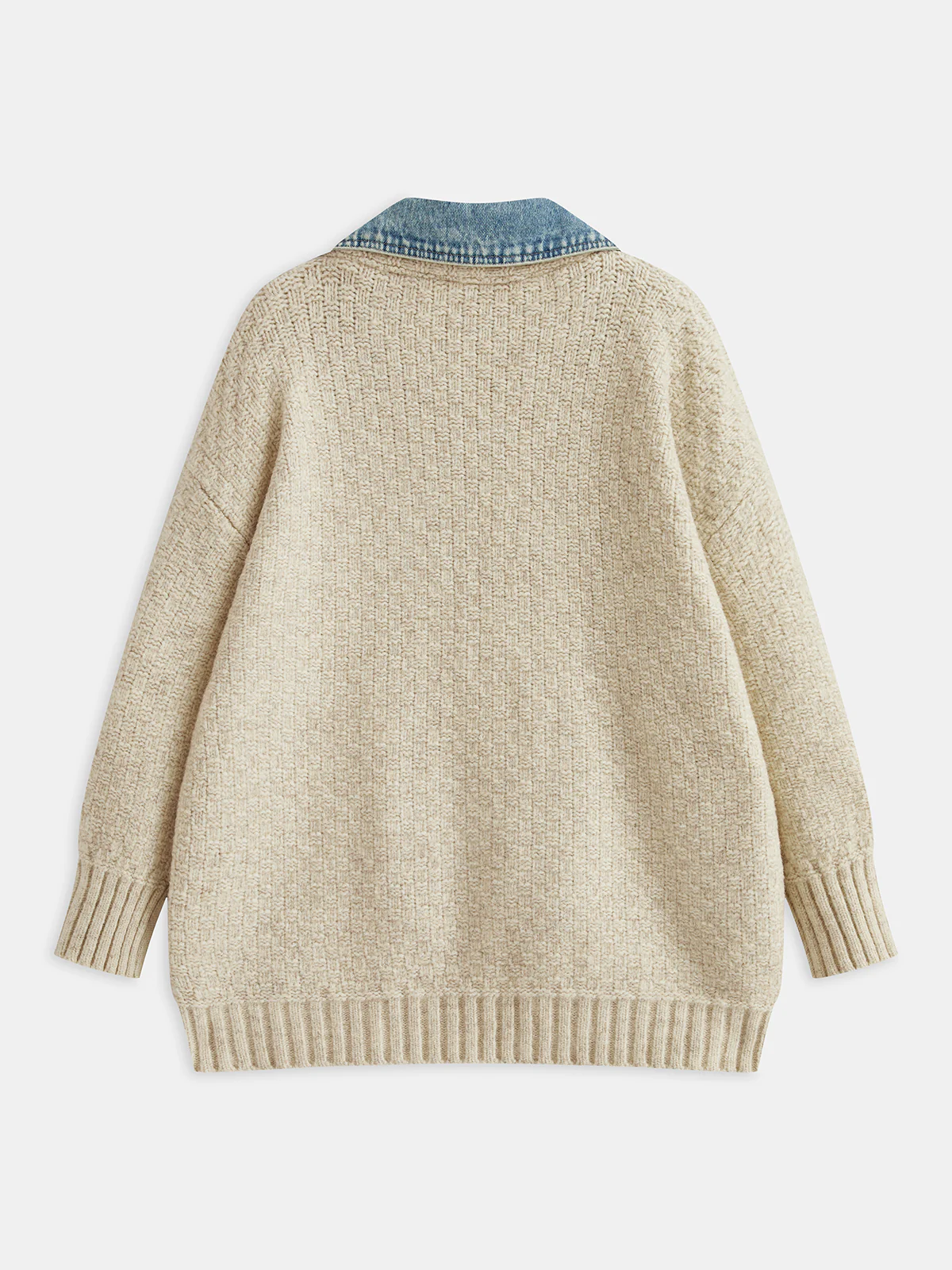 Denim Panel Utility Pocket Knit Cardigan - Wholesalesil