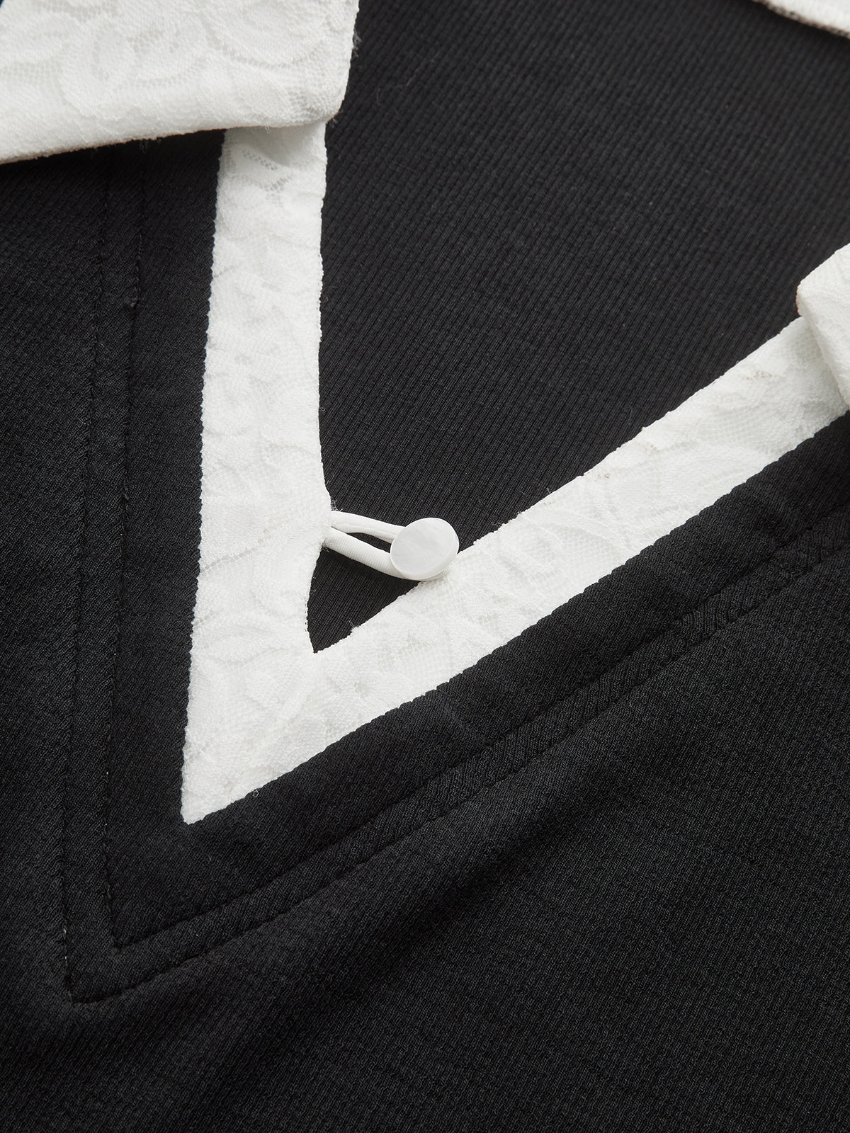 Lace Trim Collar Cotton Blend T-Shirt - Wholesalesil