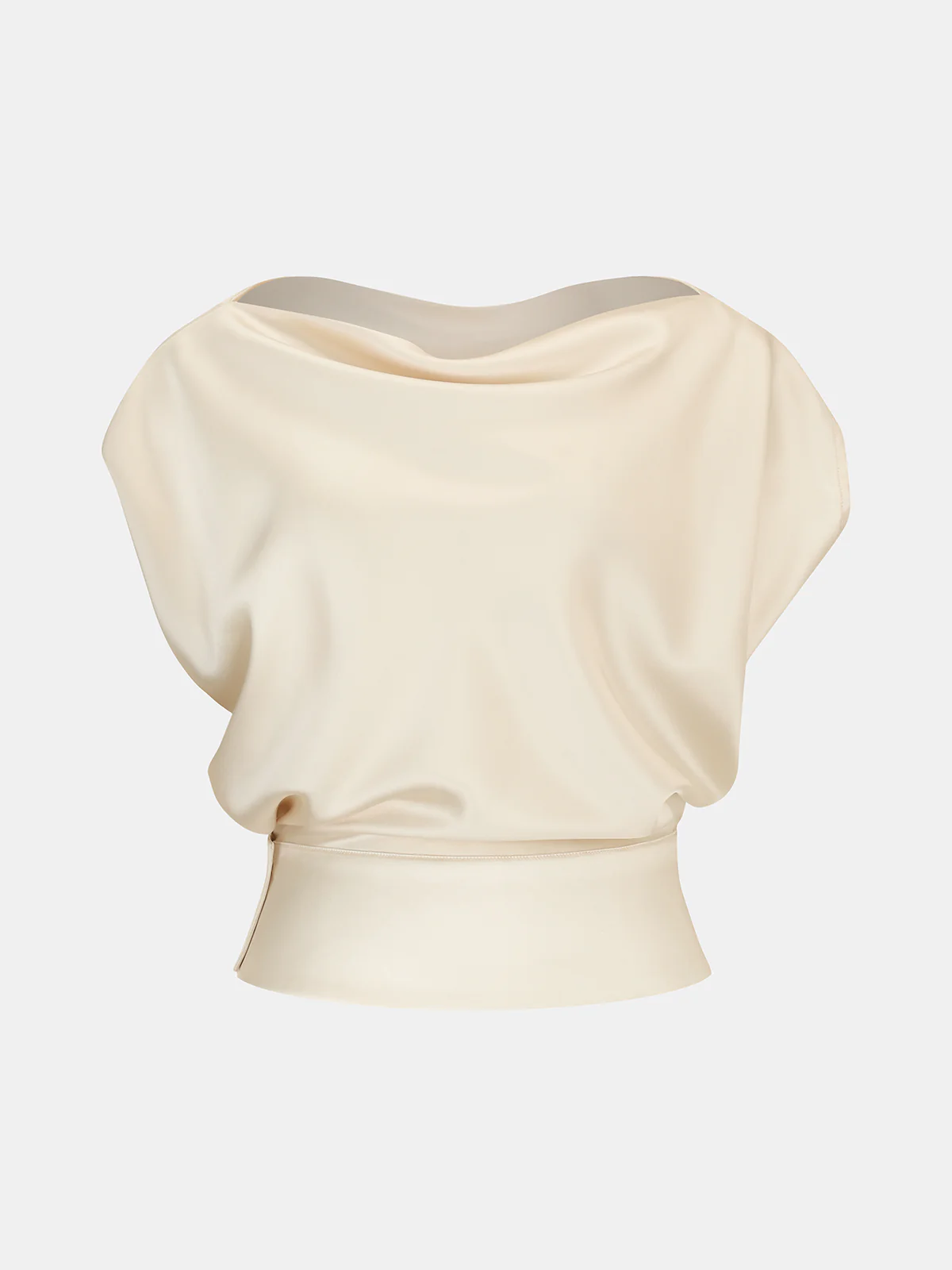 Satin Cowl Neck Top and Skirt Set - Wholesalesil