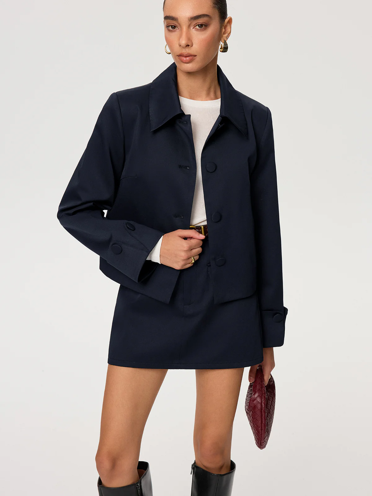 Collared Cotton Blend Jacket - Wholesalesil