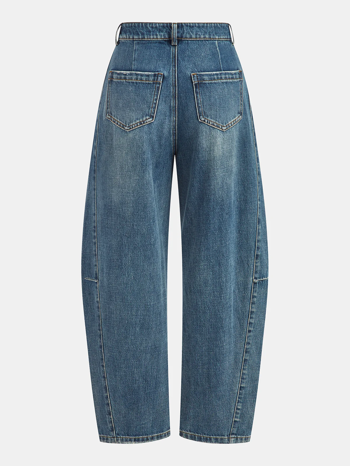 Mid-Waist Denim Curved-Leg Jeans - Wholesalesil