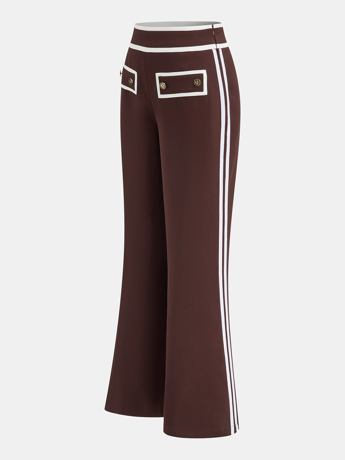 Casual Contrast Trim Flare Pants - Wholesalesil